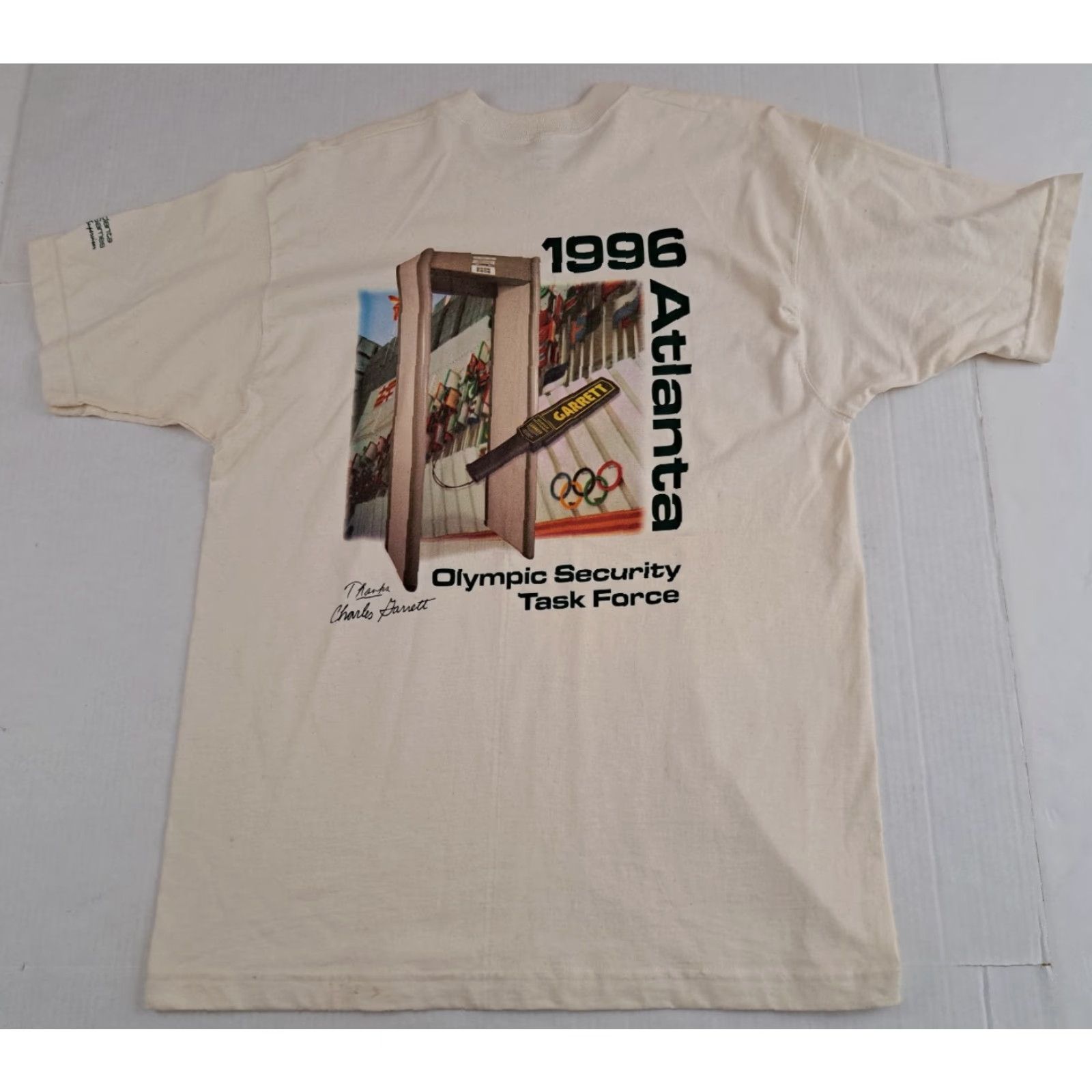 Fruit Of The Loom Vintage Team Garrett Metal Detectors 1996 Atlanta Olympics T-Shirt USA Made LG Size US L / EU 52-54 / 3 - 5 Thumbnail