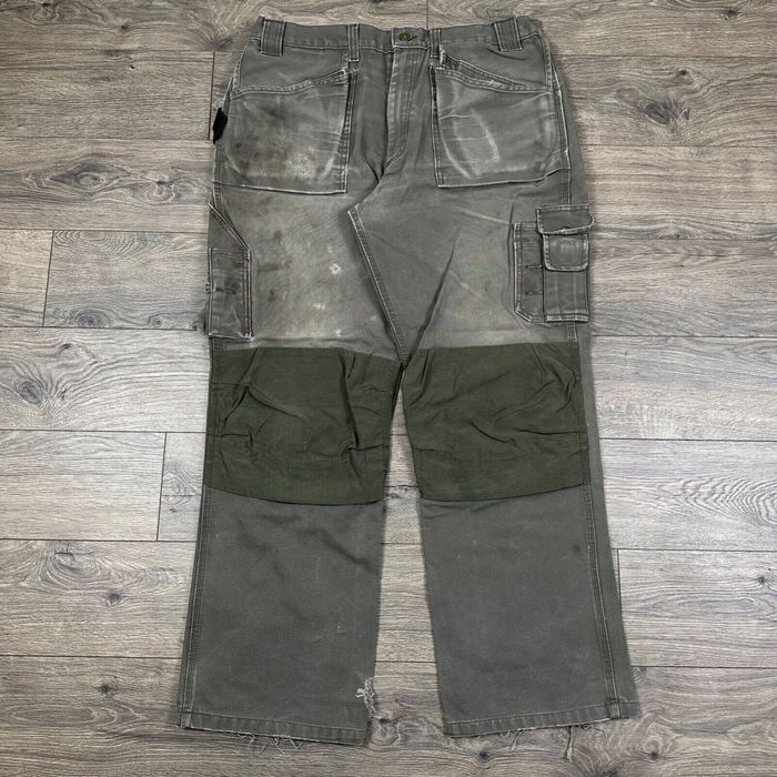 Vintage Blaklader Cargo Pants Mens 38x32 Gray Double Knee Utility Work ...