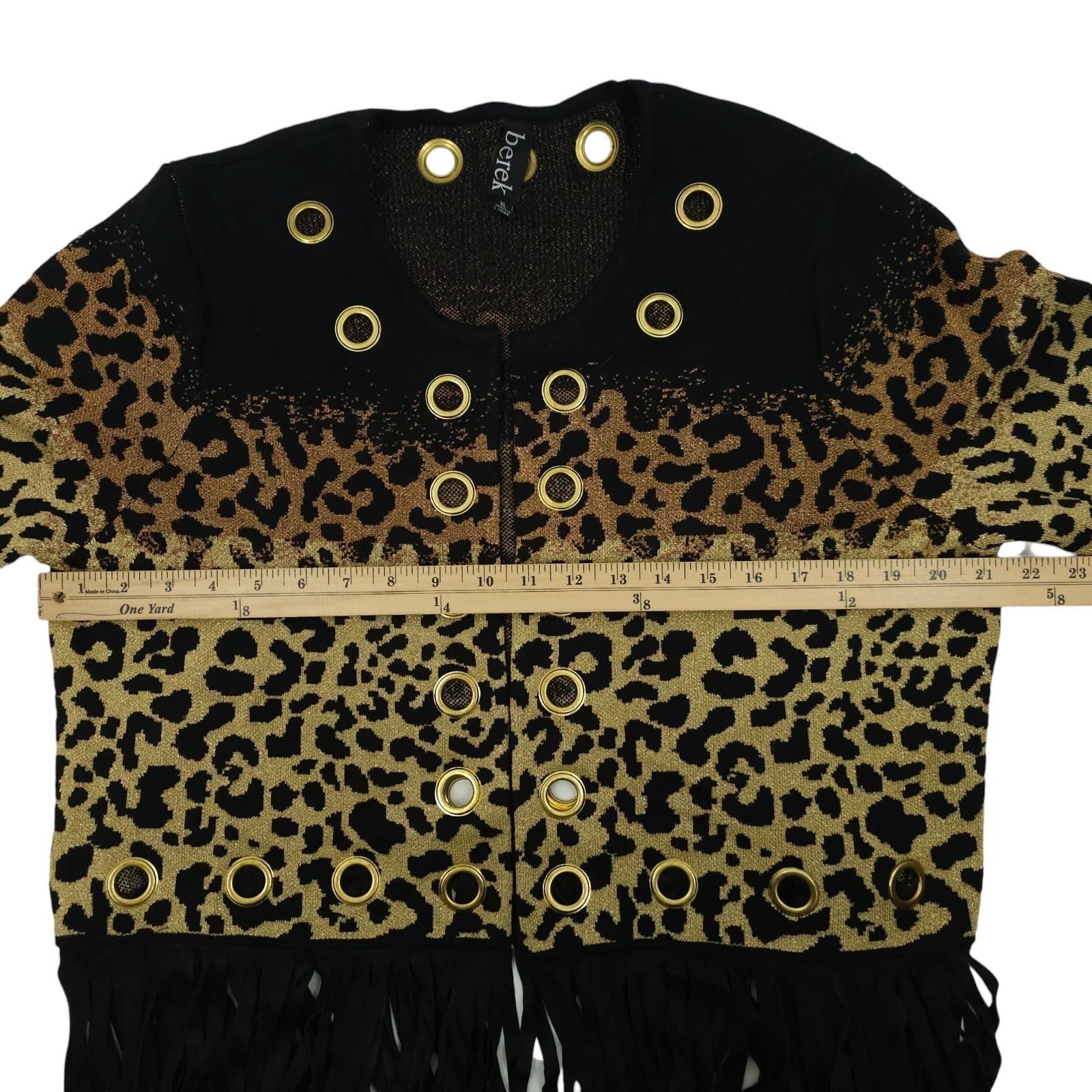Other Berek Leopard Print Cardigan XL Gold Grommet Fringe Sweater Size XL / US 12-14 / IT 48-50 - 3 Thumbnail