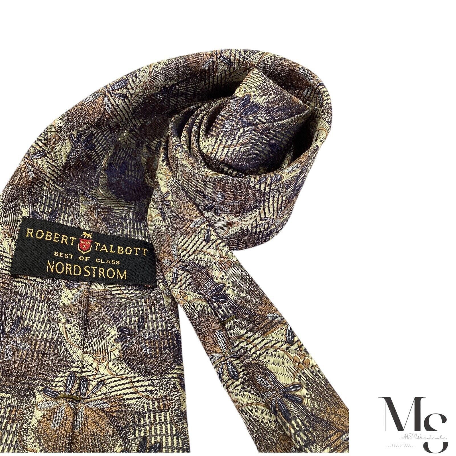 Robert Talbott ROBERT TALBOT Beige Floral Silk Tie Made In USA W: 4" EX CON Size ONE SIZE - 3 Thumbnail