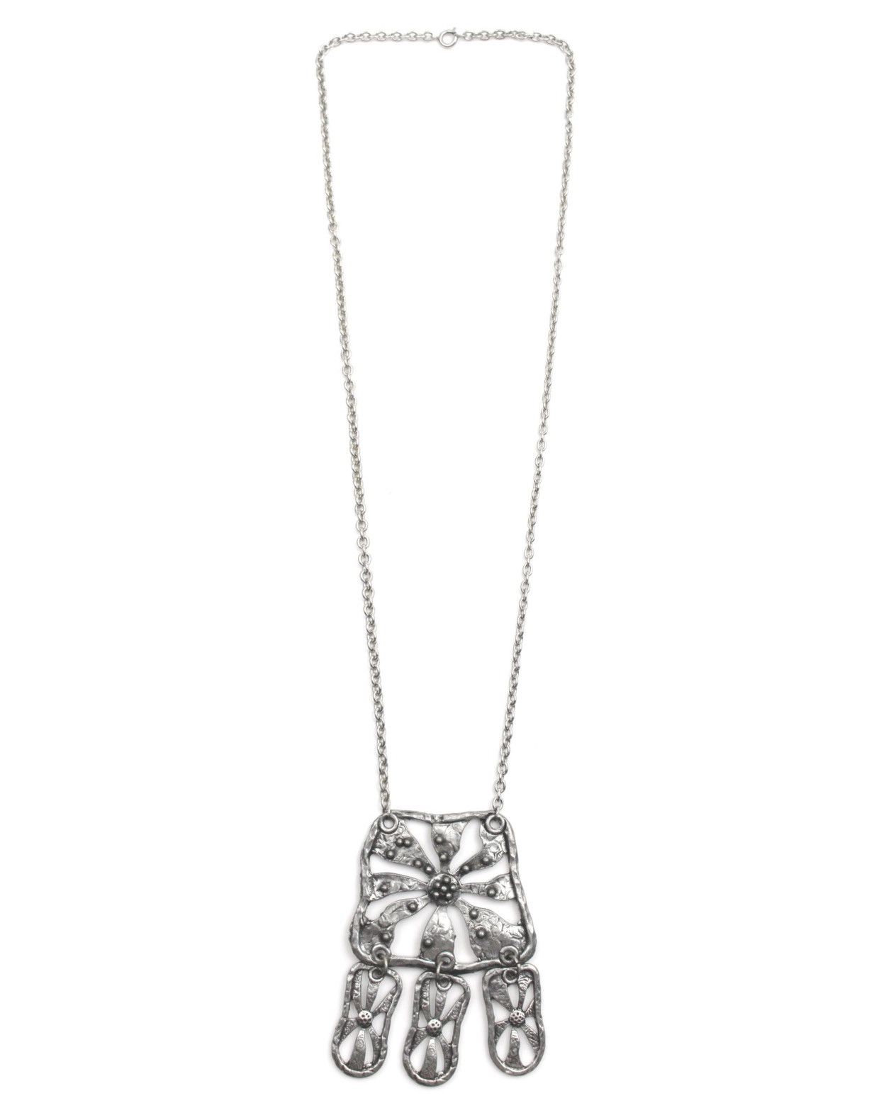 Hysteric Glamour 1970S JAPANESE MADE HAMMERED FLORAL PANEL DANGLE NECKLACE Size ONE SIZE - 2 Thumbnail