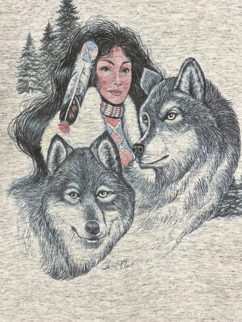 Fruit Of The Loom Vintage Wolf Jackson Hole T Shirt Single Stitch Graphic Tee Size US L / EU 52-54 / 3 - 7 Thumbnail