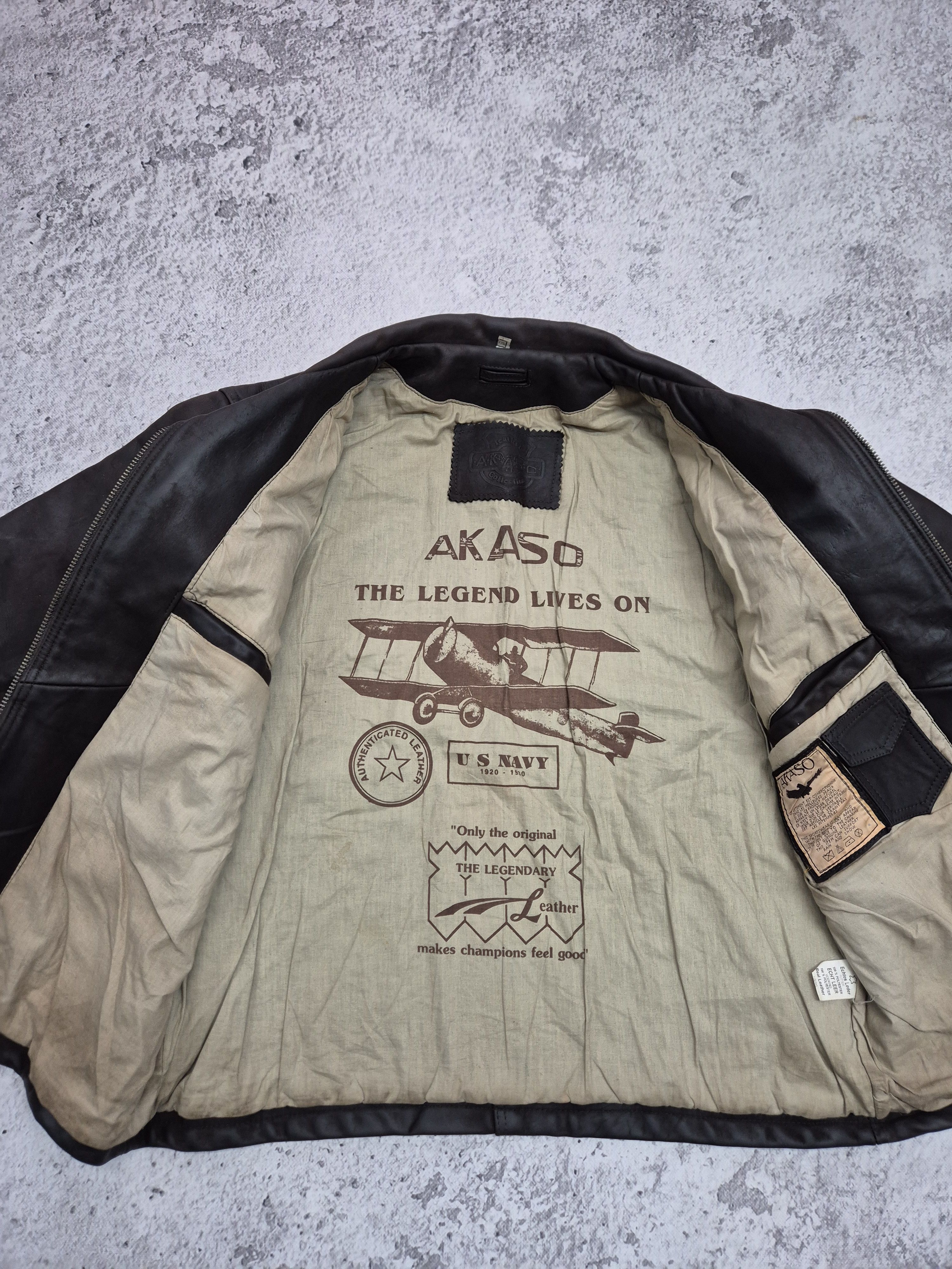 Vintage Vintage Akaso Military Leather Bomber Jacket Size US XXL / EU 58 / 5 - 2 Thumbnail