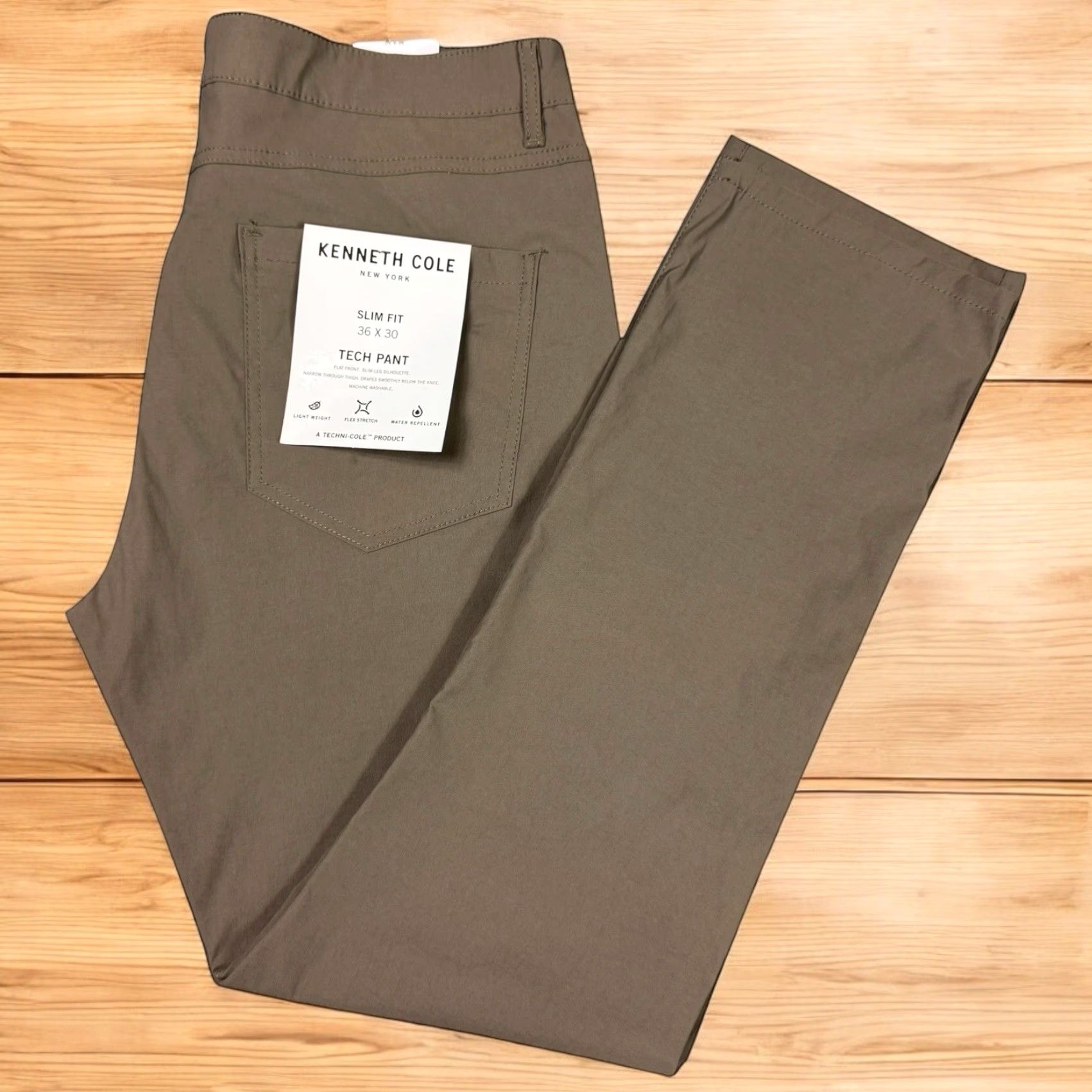 Kenneth Cole Slim Fit Tech Pants 36x30 Lightweight Flex Brown 5 Pocket  Casual Mens