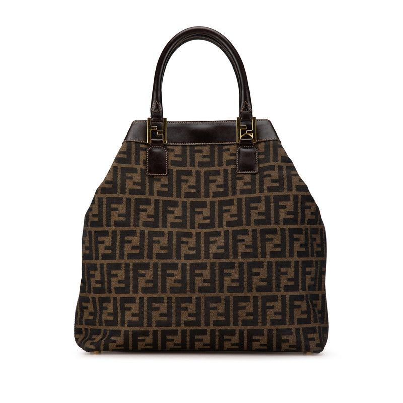 Fendi Fendi Fendi Zucca Canvas Leather Handbag Tote Brown Canvas Tote Bag in Very Good Condition Size ONE SIZE - 1 Thumbnail