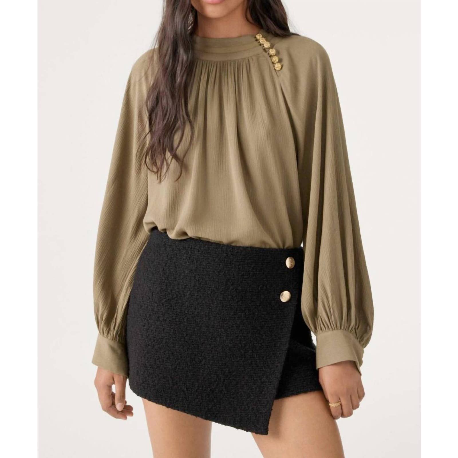 Ba&sh BA&SH Neil Button Shoulder Blouse In Khaki | Grailed