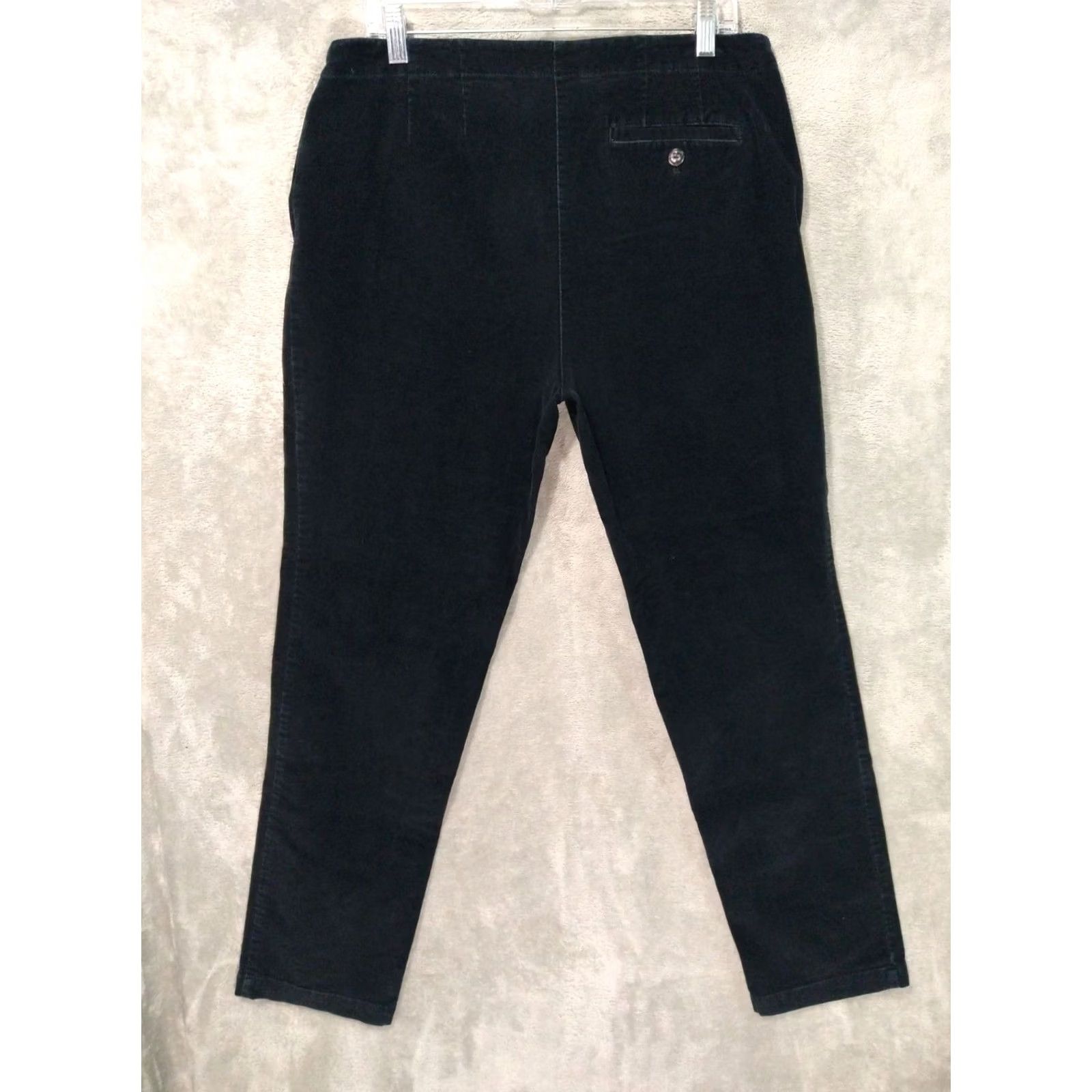 J. Jill J. Jill Pants Womens 12 Black Corduroy Straight Leg Mid Rise Stretch Cotton Regular Inseam 29.5 in Front Flat Front Size 34" / US 12 / IT 48 - 2 Thumbnail