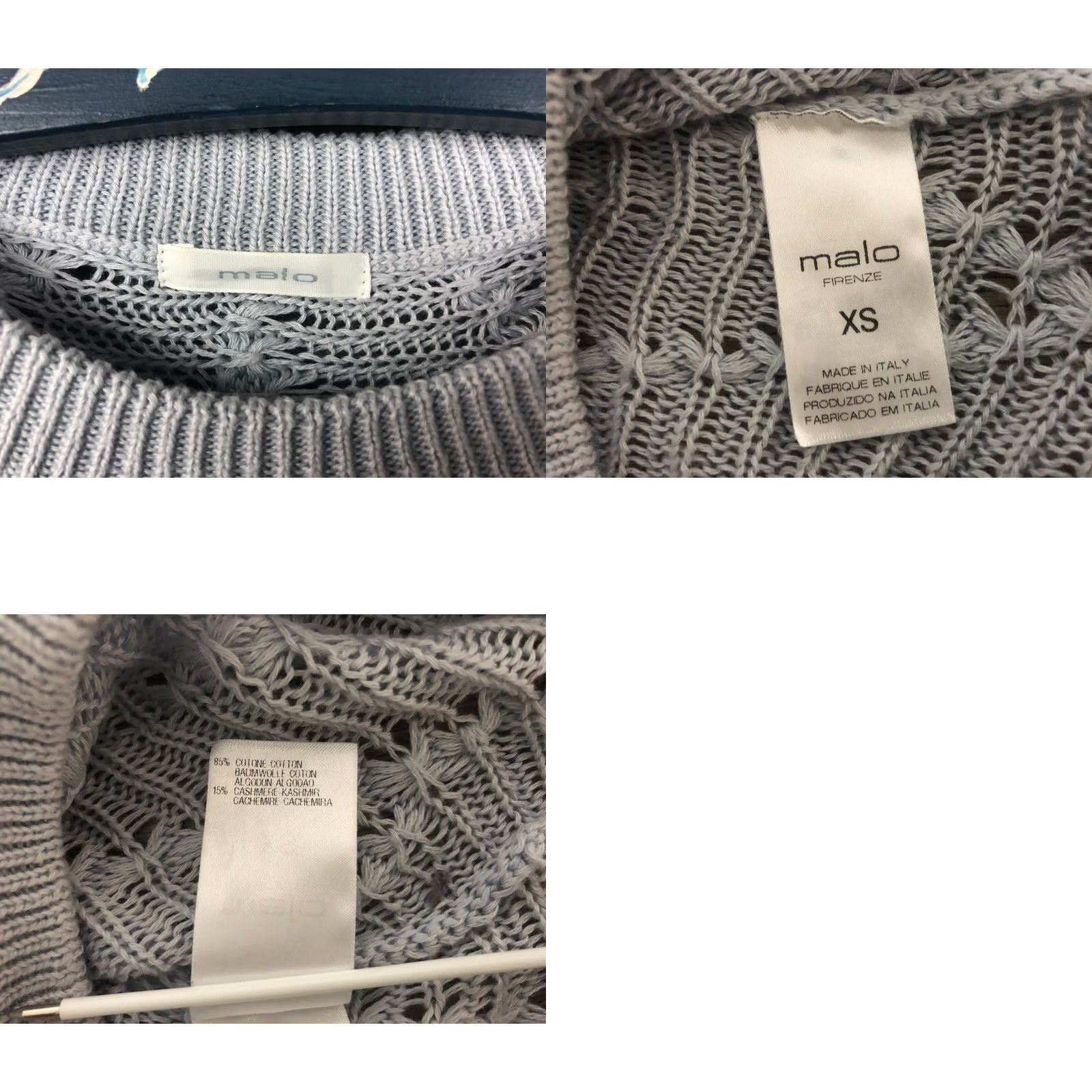 Malo Malo Knit Tunic Blouse Gray XS Women Cotton Cashmere Crew Neck Cap Sleeve Ribbed Hem Casual Vintage: No Size XS / US 0-2 / IT 36-38 - 8 Thumbnail
