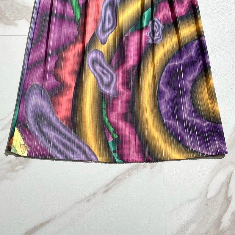 Issey Miyake Issey Miyake size:3 Colorful pleated skirt Size 31" - 3 Thumbnail