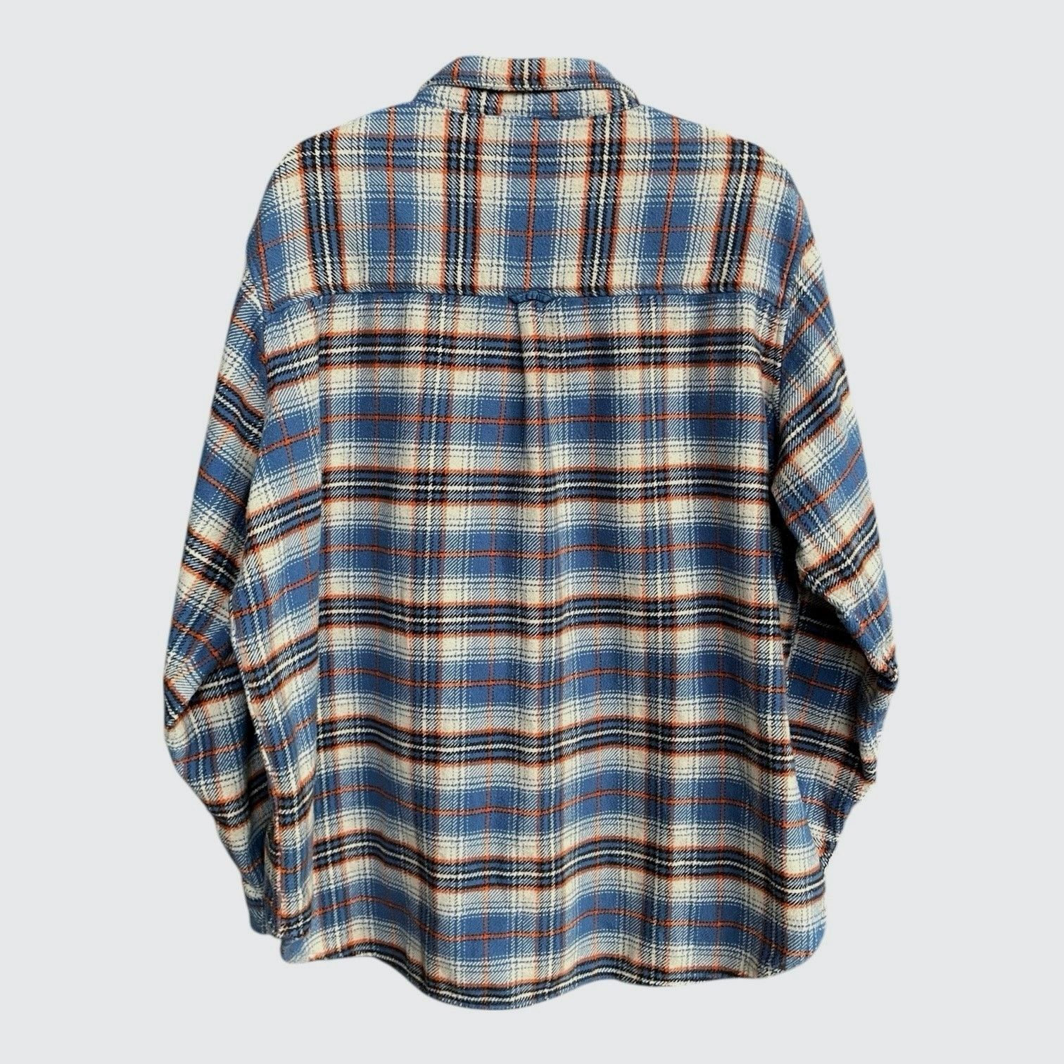 American Eagle Outfitters American Eagle Mens Blue & Orange Plaid Thick Button Down Size US XL / EU 56 / 4 - 5 Thumbnail