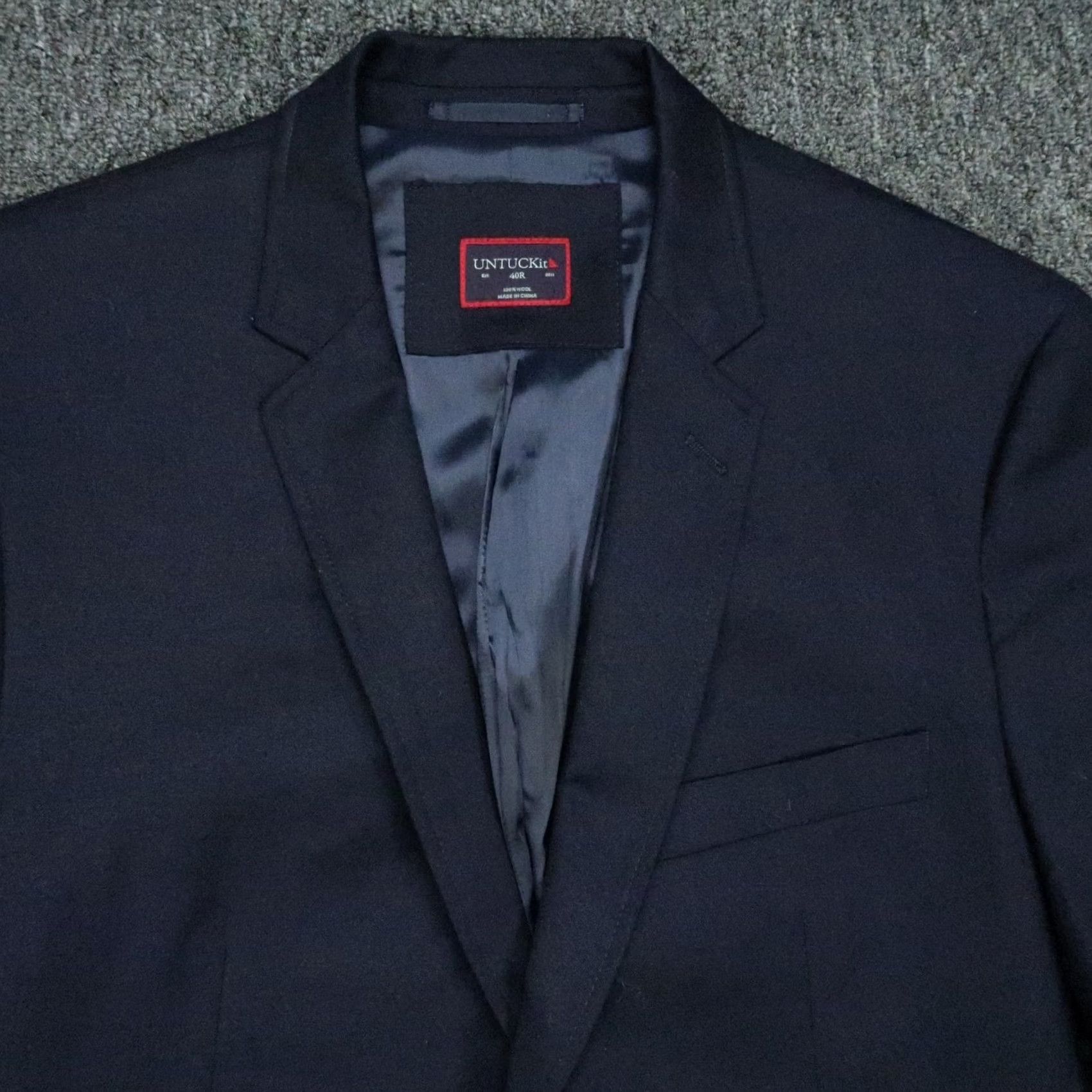 UNTUCKit UNTUCKit Blazer Mens Navy Blue Wool Half Canvas Construction Jacket 40R Size 40R - 2 Thumbnail