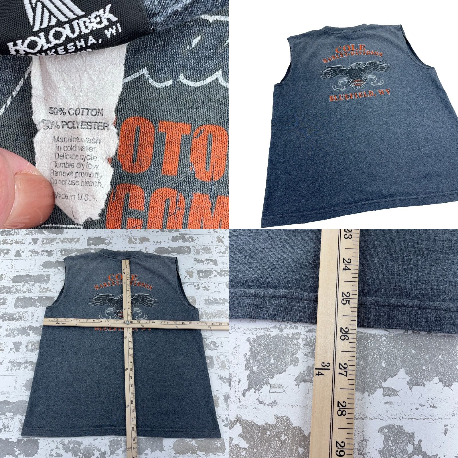 Harley Davidson VINTAGE Harley-Davidson Shirt Men L Gray Tee Tank Top Biker Retro Y2K Eagle Logo Size US L / EU 52-54 / 3 - 8 Thumbnail