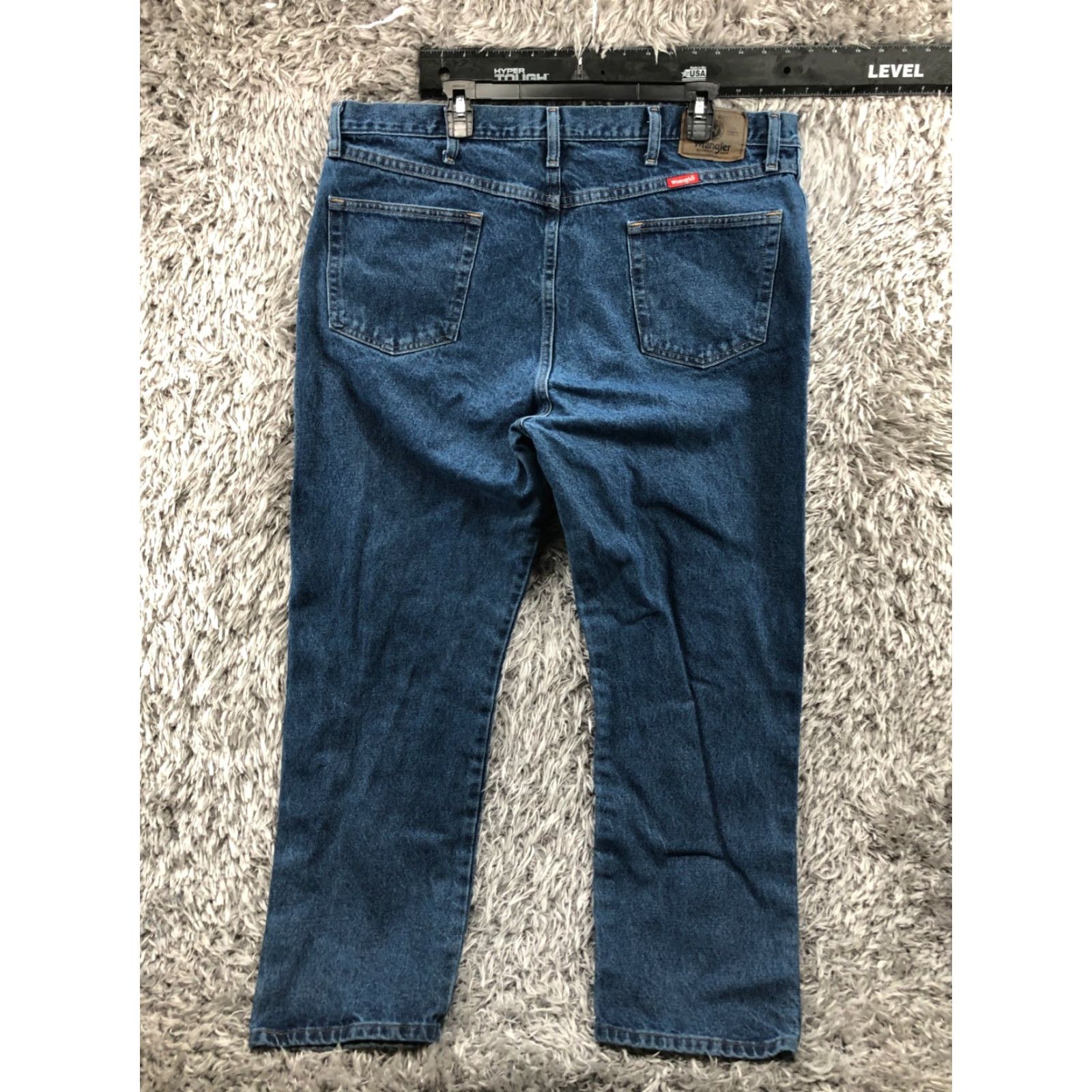 Wrangler Wrangler Jeans Straight 42x30 Mens Mid Blue Wash Denim 5-Pocket Regular Belt Loops Size US 42 / EU 58 - 5 Thumbnail