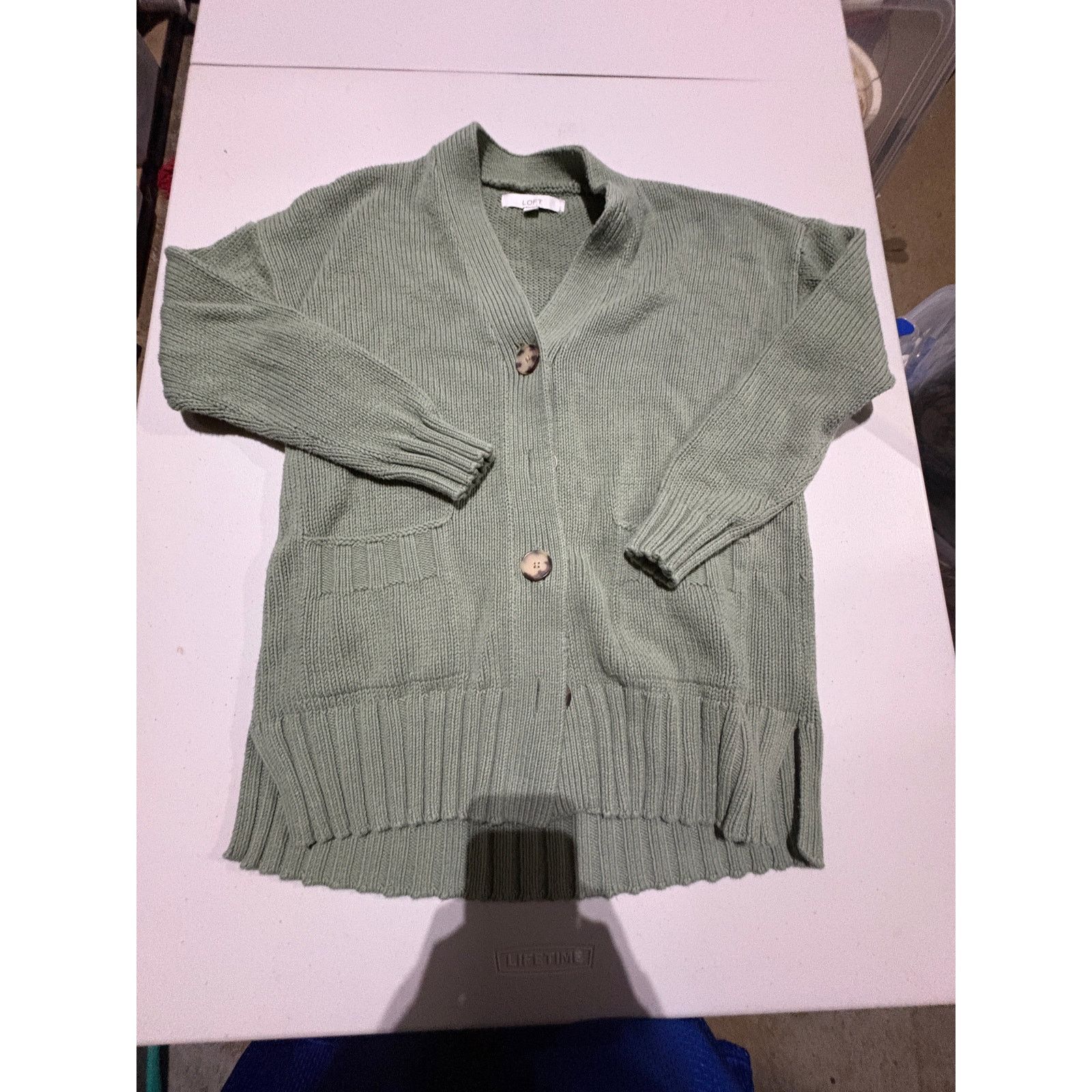 Loft LOFT Women’s Small Sage Green Chunky Knit Cardigan Size S / US 4 / IT 40 - 2 Thumbnail