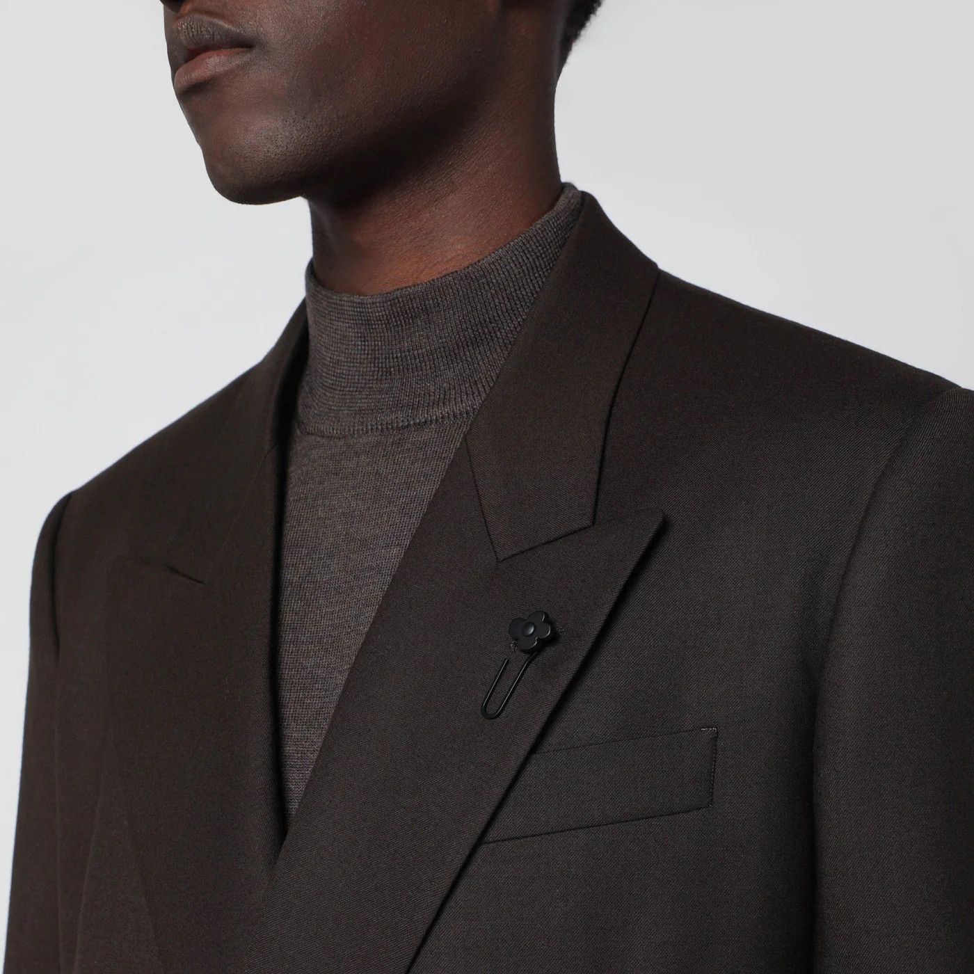 Lardini o1d2blof0526 Double-breasted Wool Jacket in Brown Size US S / EU 44-46 / 1 - 3 Thumbnail
