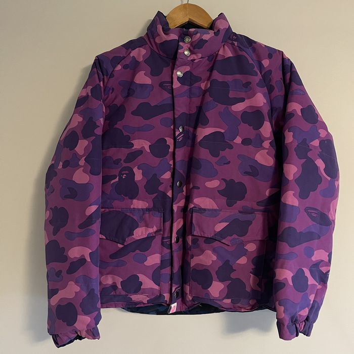 Bape OG Bape Apee Blue Purple Camo Reversible Puffer Jacket