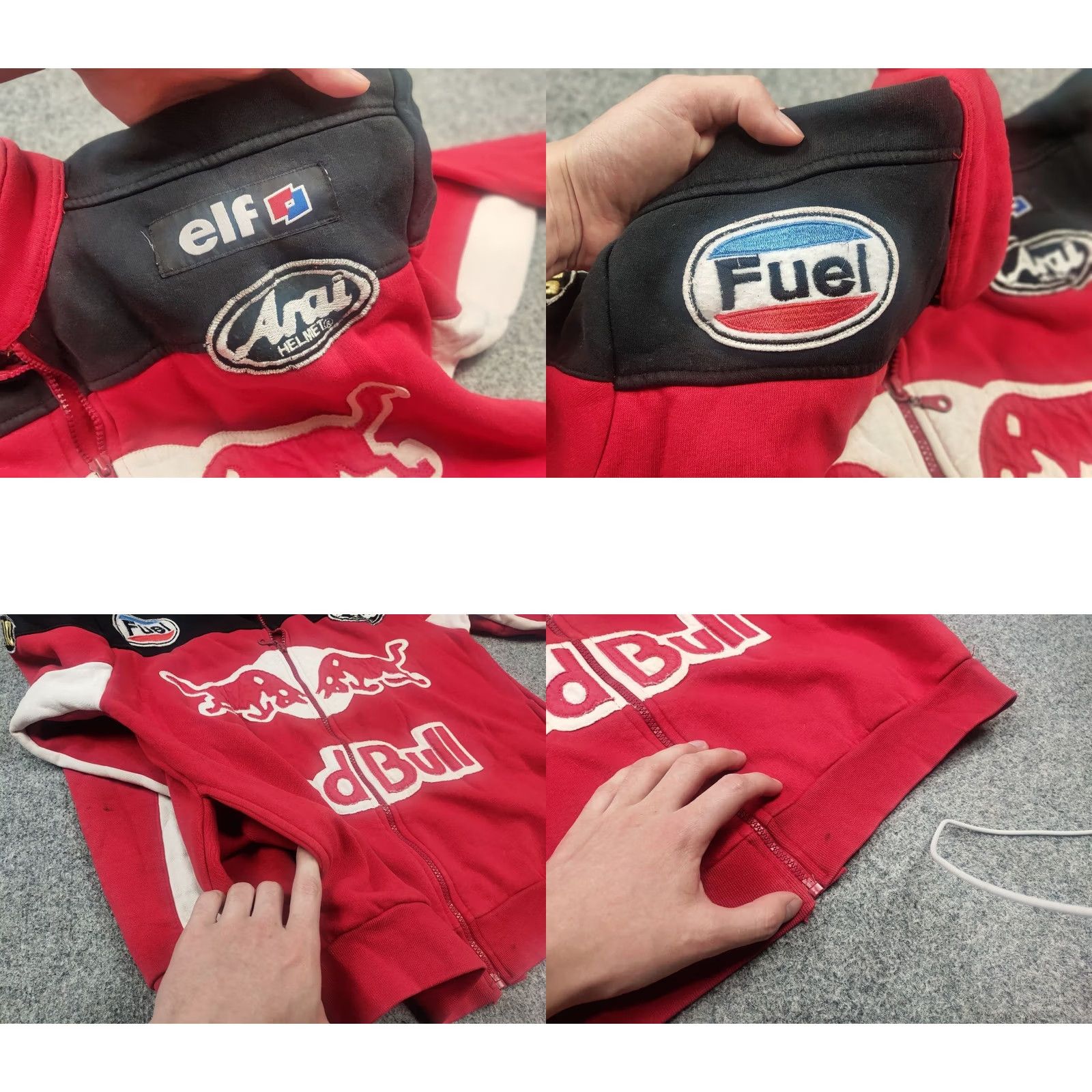 Logo 7 VINTAGE Red Bull Logo Fuel Arai TMR Twin Engine Zip Racing Sweatshirt Y2K Style Mens M Red 90s Racing Zip Up Hoodie Soulful Brand: Vintage Size US M / EU 48-50 / 2 - 8 Thumbnail