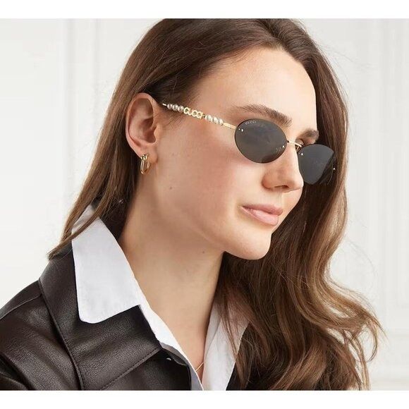 Gucci NEW GUCCI SUNGLASSES GOLD WOMEN OVAL EYEWEAR GUCCI GG1922S 0 Size ONE SIZE - 7 Thumbnail
