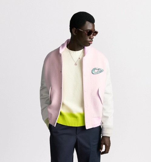 Dior × Kaws o1w1db11025 513L438 Varsity Jacket in Pink/Beige Size US L / EU 52-54 / 3 - 3 Thumbnail