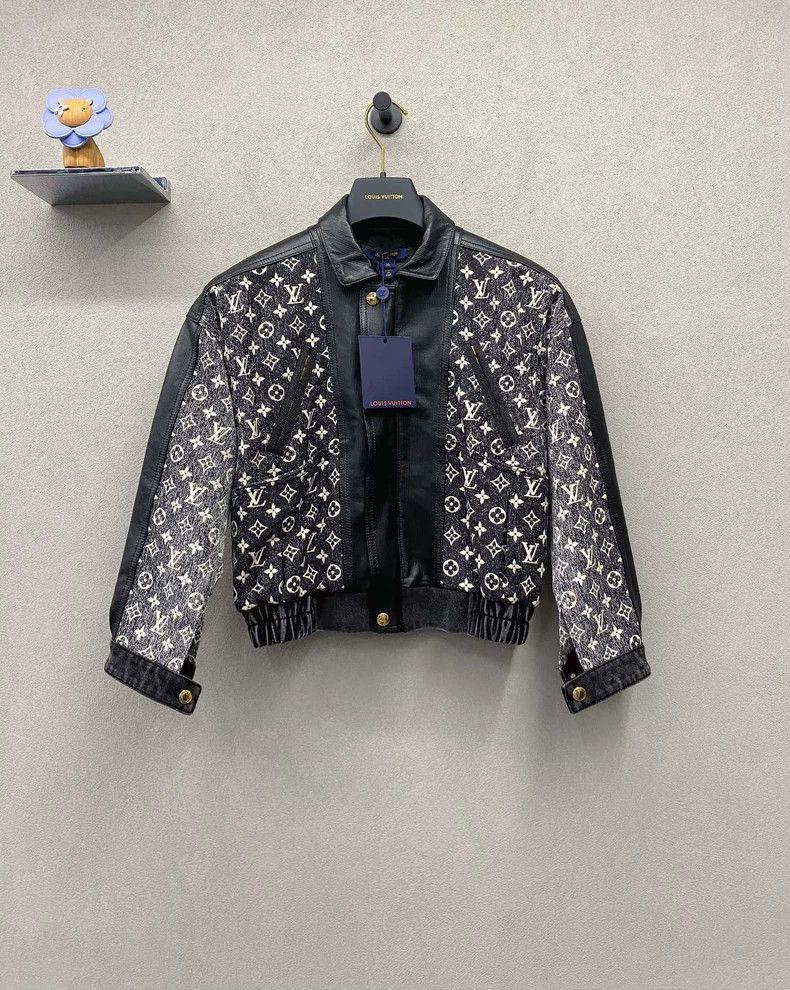 Louis Vuitton Louis Vuitton Floral paneled leather bomber jacket