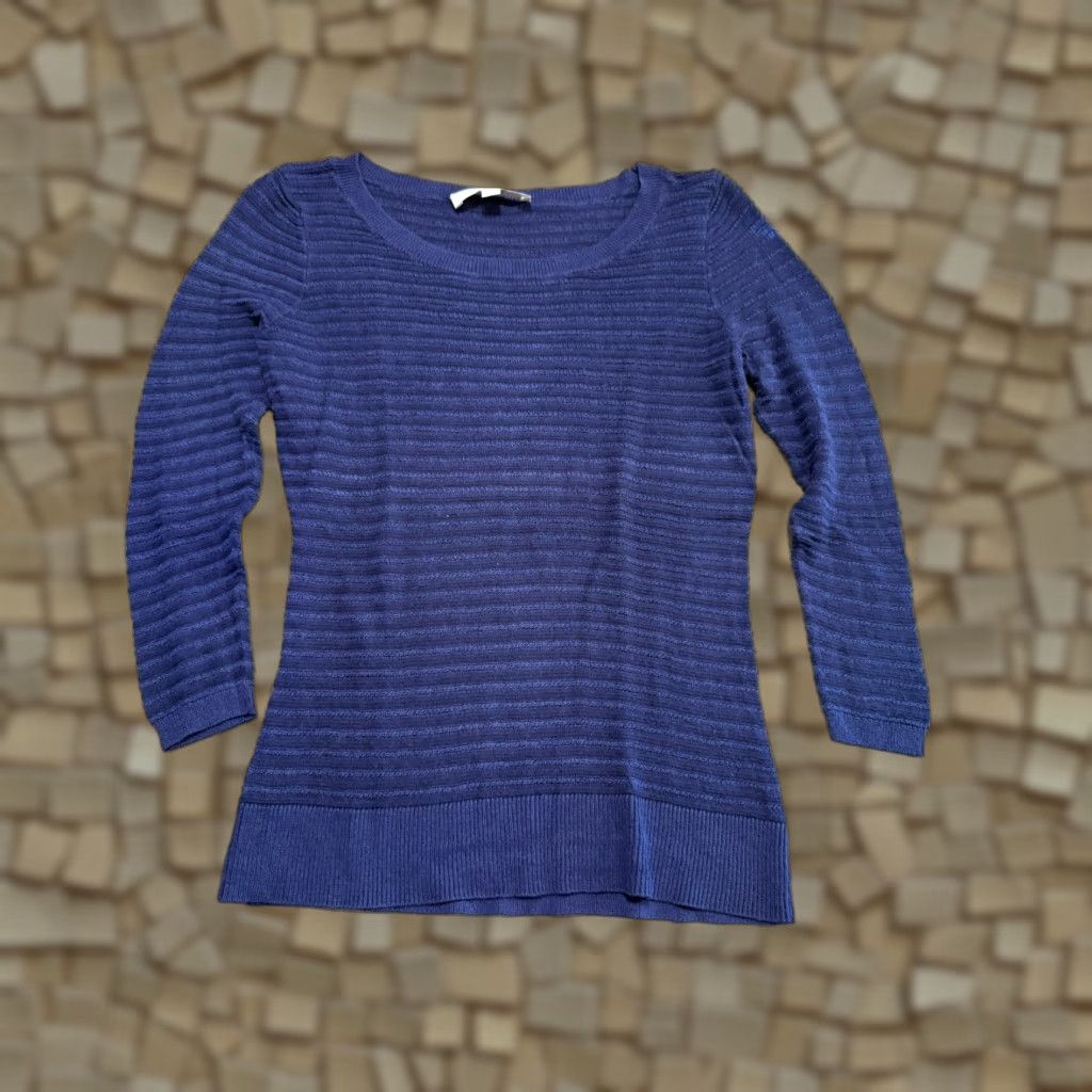 Loft LOFT Shirt Women Small Blue Long Sleeve Boat Neck Stretch Lightweight Casual Modern - Womens Size S / US 4 / IT 40 - 1 Thumbnail