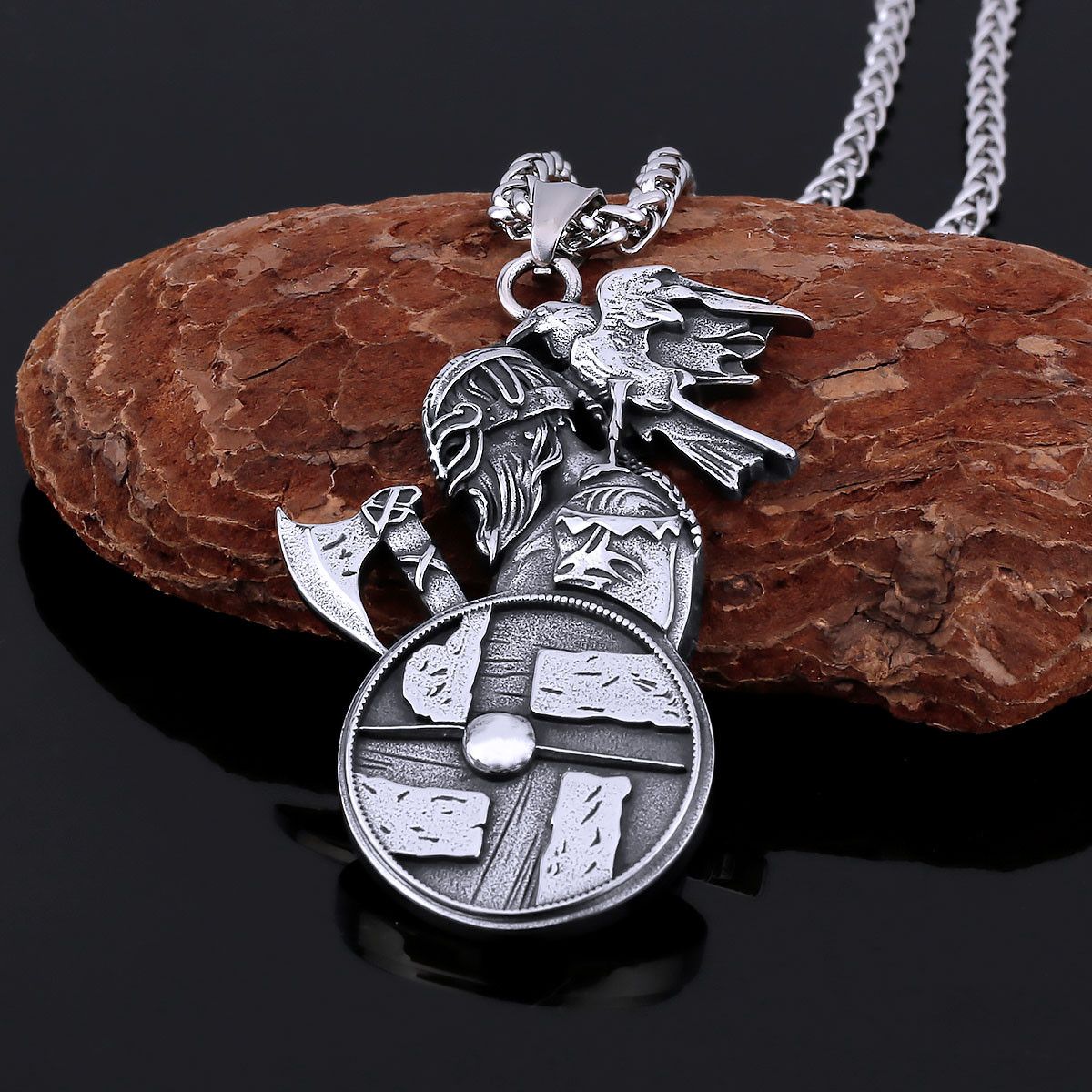 Jewelry × Vintage 23" Vikings Warrior Shield Axe Sparta Steel Nordic Necklace Size ONE SIZE - 1 Thumbnail