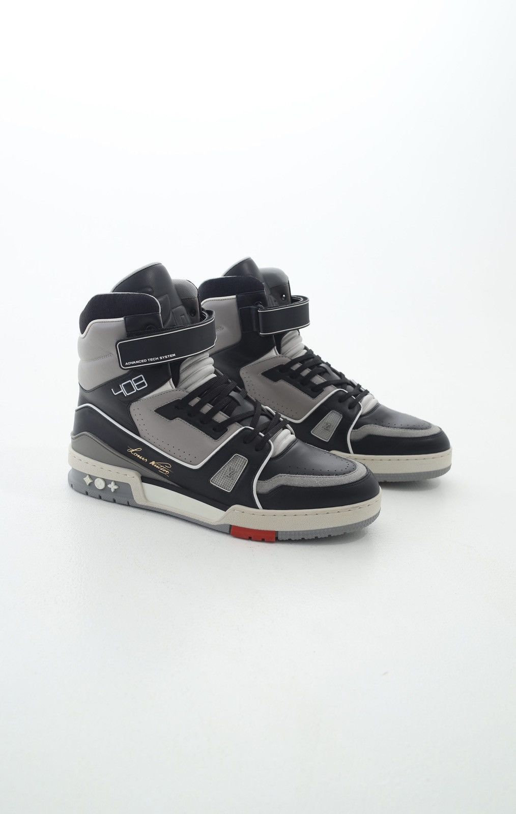 Louis retailer vuitton lv trainer sneaker boot high black grey