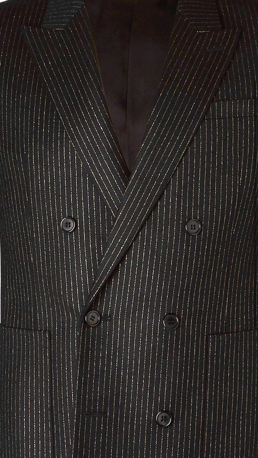 Saint Laurent Paris SAINT LAURENT Double-Breasted Black Pinstripe Blazer Size 50 Size 50R - 6 Thumbnail