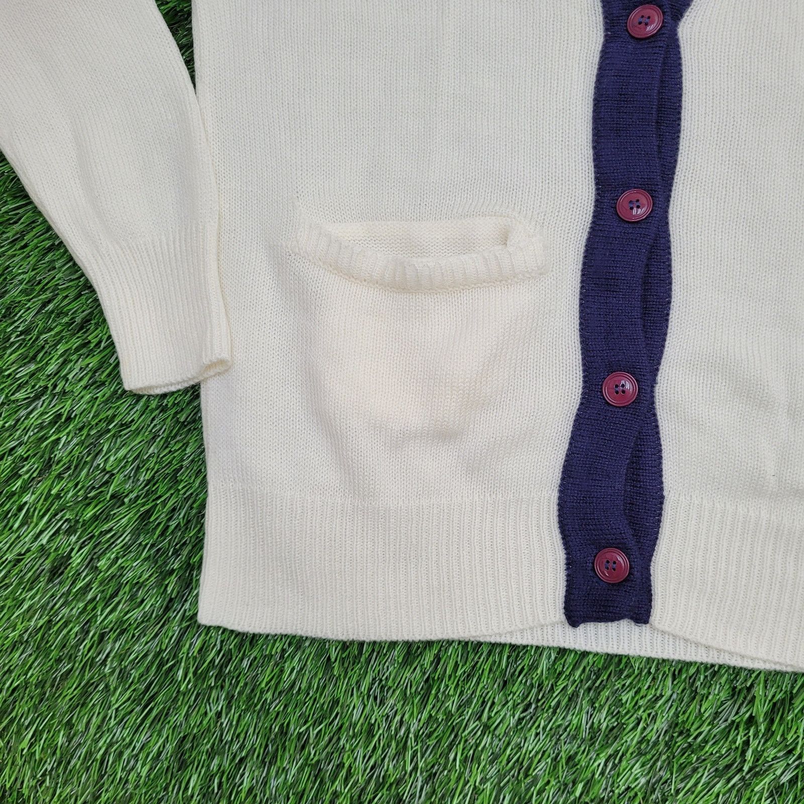 Vintage VTG Preppy Varsity Cardigan Sweater Cream Academia 70s XS Size XS / US 0-2 / IT 36-38 - 9 Thumbnail