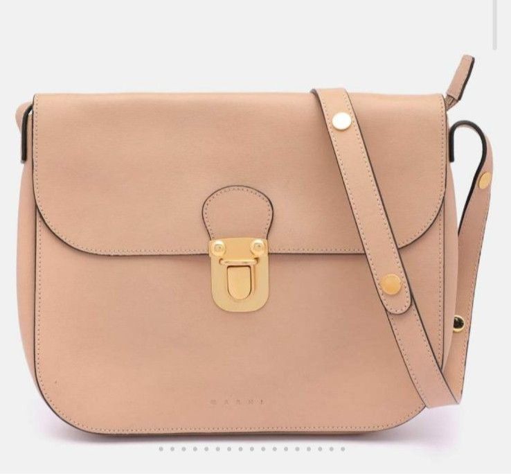 Marni Marni Beige Leather Pushlock Saddle Shoulder Crossbody Bag Size ONE SIZE - 22 Thumbnail