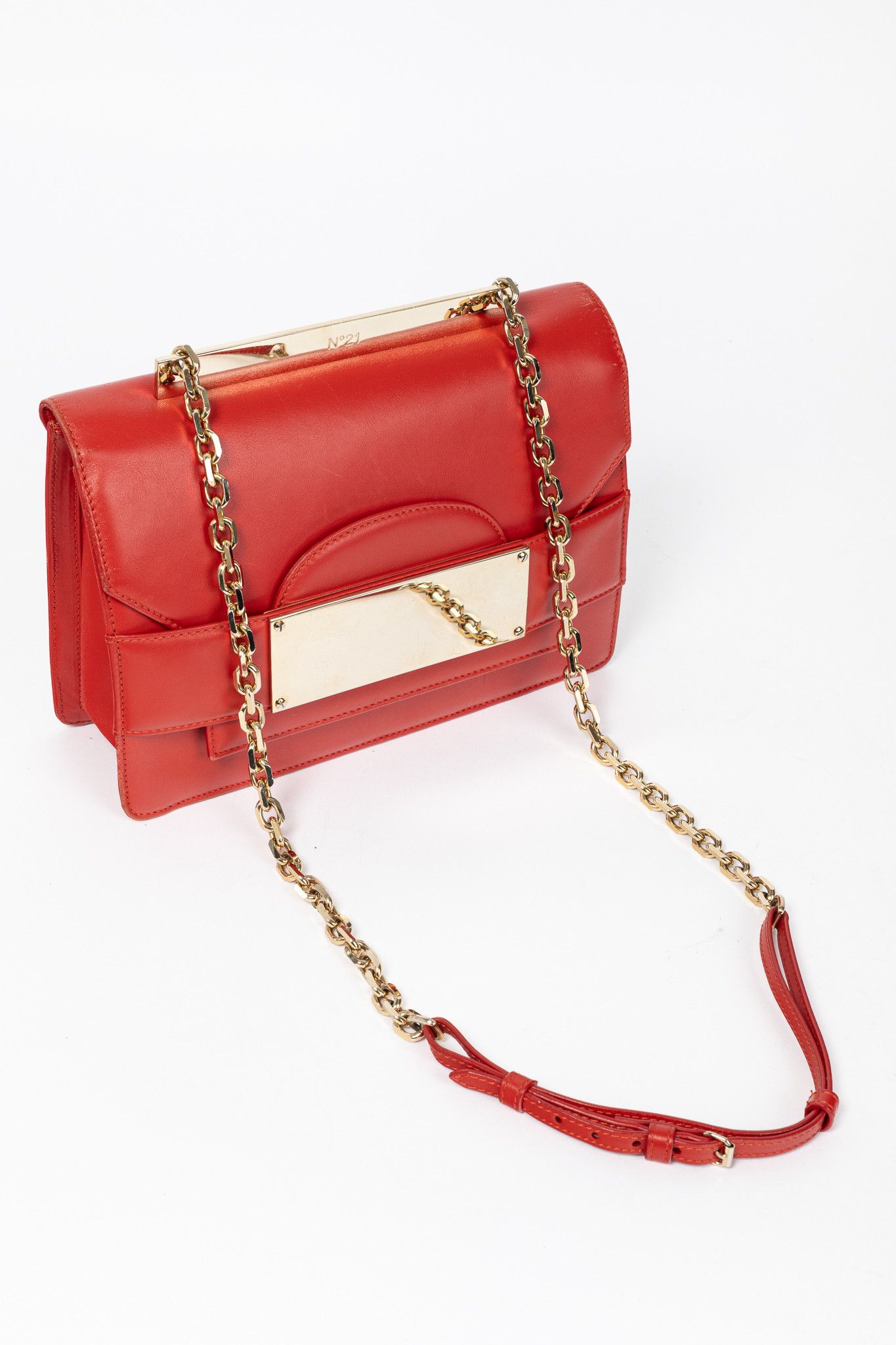 N21 N21 Bad-Belle Red Leather Flap Shoulder Bag Size ONE SIZE - 6 Thumbnail