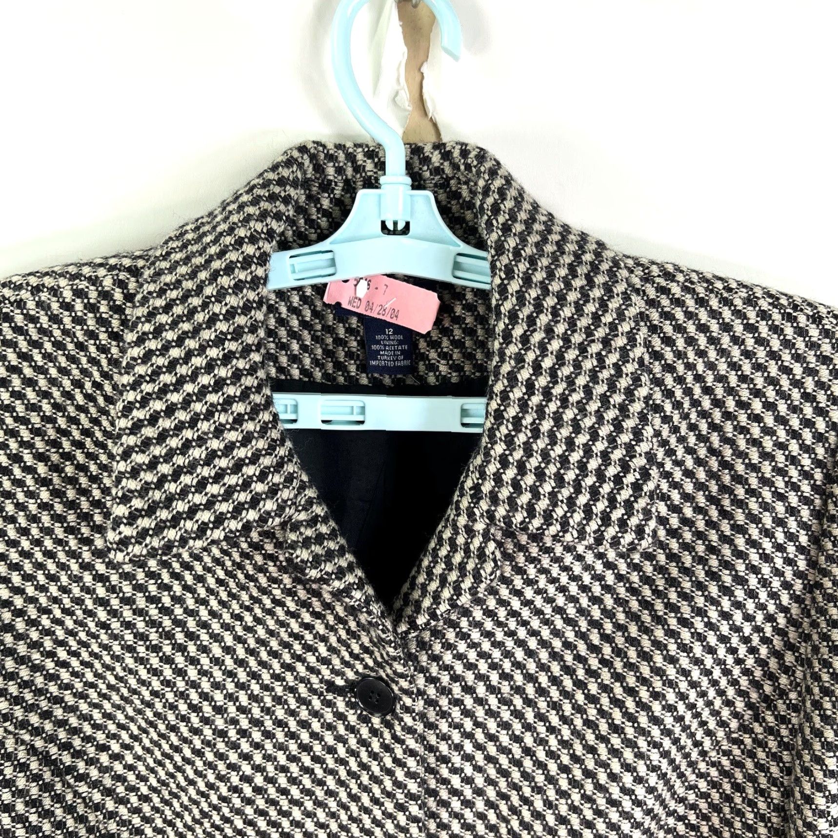 Ann Taylor VINTAGE Ann Taylor Blazer Women SZ12 Wool Argyle Diamond Black Career Jacket 90s Size XL / US 12-14 / IT 48-50 - 3 Thumbnail
