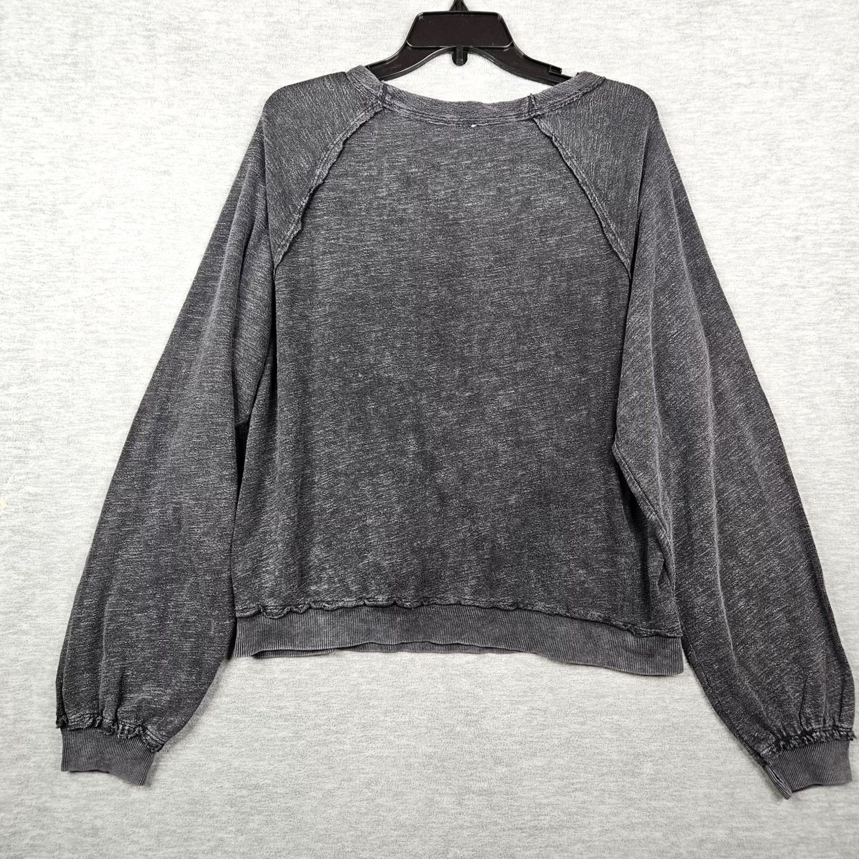Vintage Pilcro and The Letterpress Women's Black Dyed Wrap Long Sleeve Top L Size L / US 10 / IT 46 - 2 Thumbnail