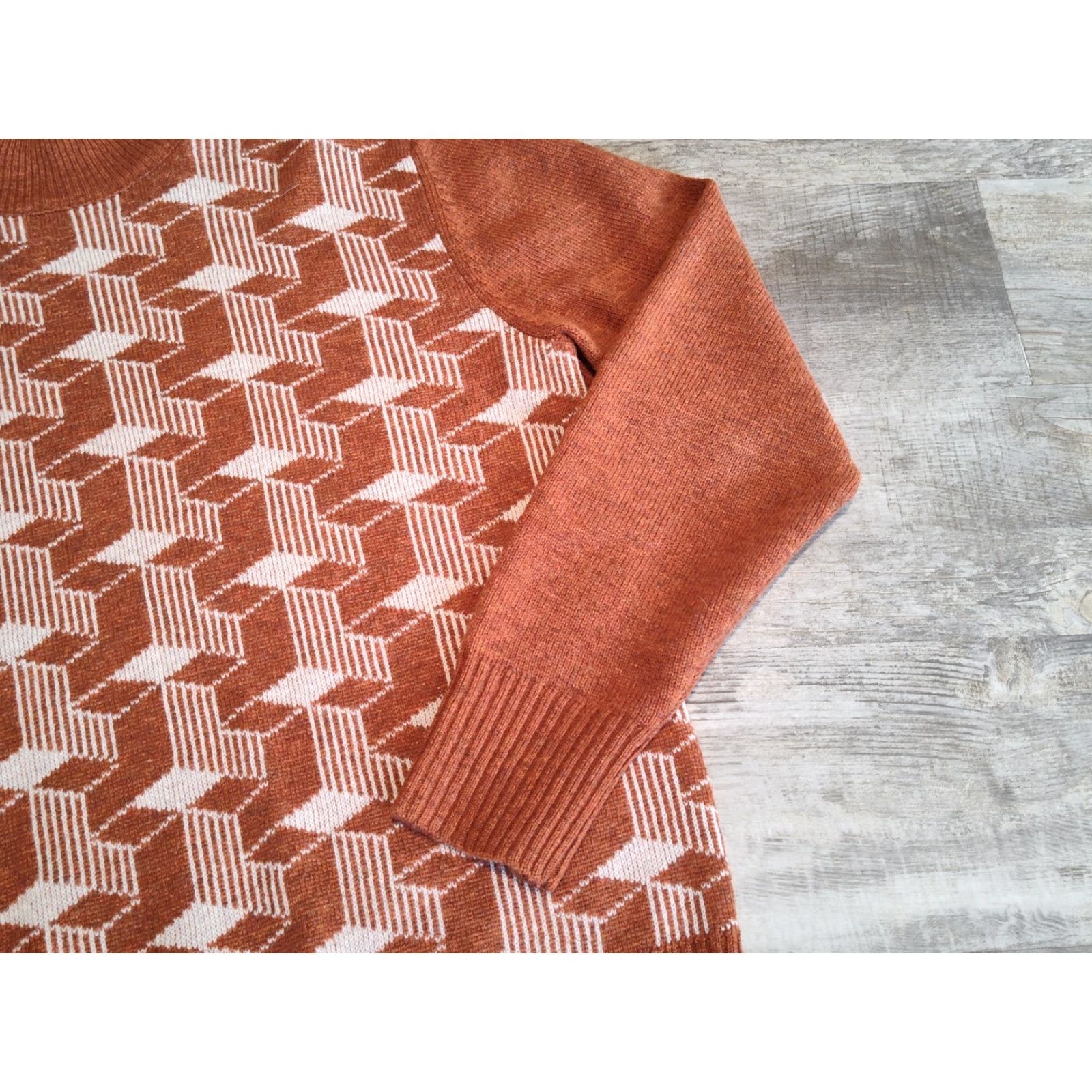 Levi's VINTAGE Levi's Wool Geometric Mens Mock Neck Sweater Regular Medium Orange Casual Winter Fall Spring Size US M / EU 48-50 / 2 - 2 Thumbnail