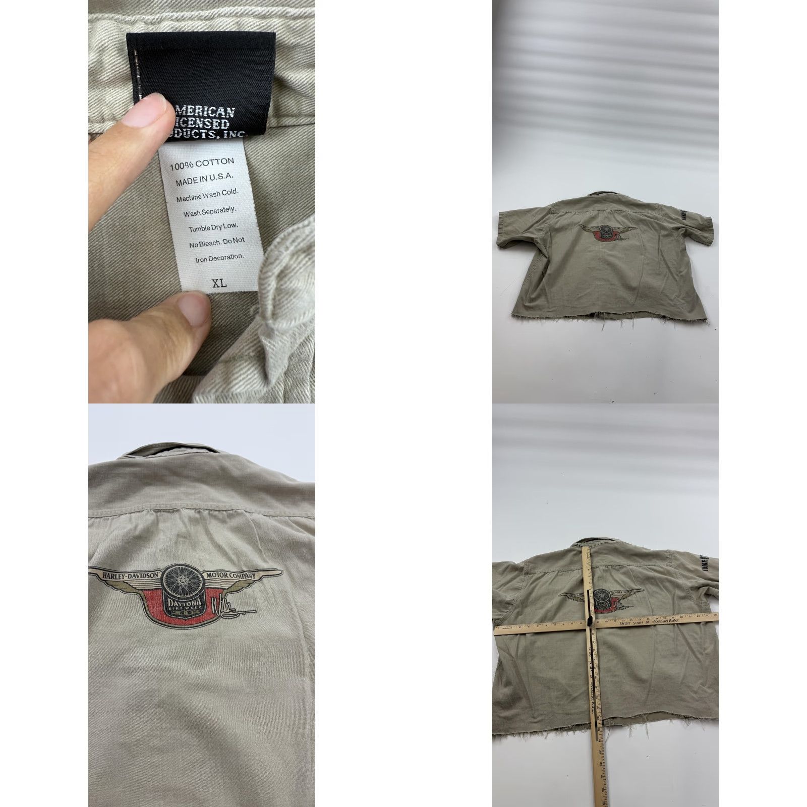 Harley Davidson VINTAGE Harley-Davidson Shirt Mens XL Khaki Short Sleeve Button Up Daytona Biker USA Graphic Print Size US XL / EU 56 / 4 - 8 Thumbnail