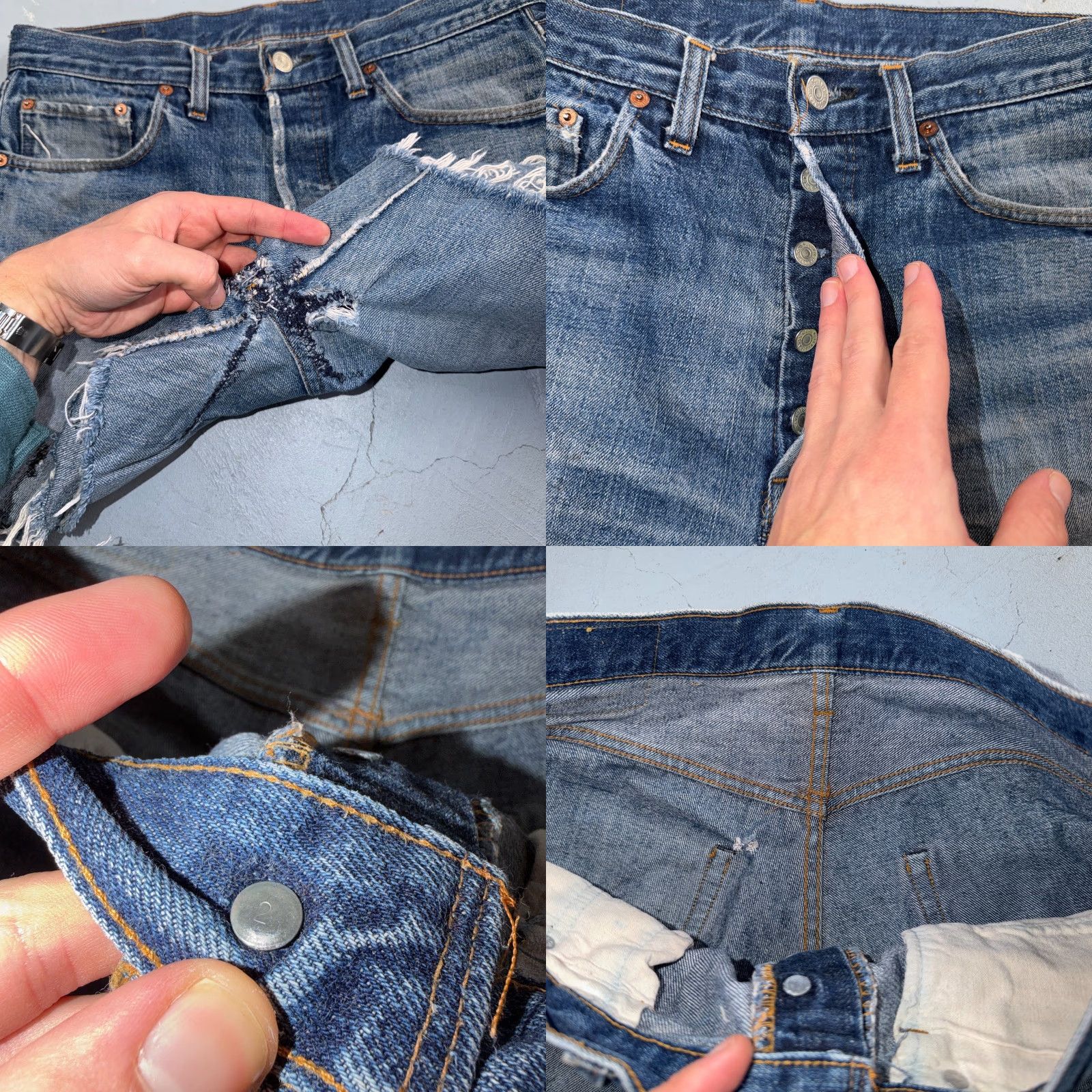 Levi's VINTAGE Levi's 501 Jeans 31x5 Light Wash Blue Denim Straight Classic USA 70s 80s Distressed Men Size US 31 - 8 Thumbnail