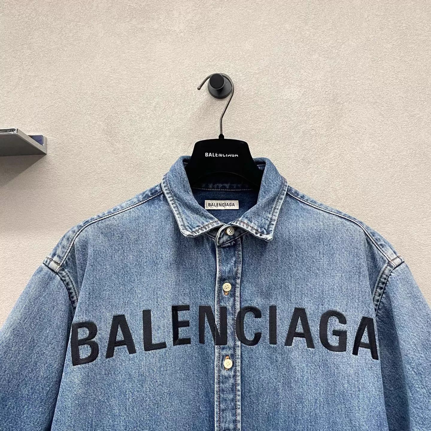 Balenciaga BALENCIAGA Blue Denim Shirt Jacket Vintage Logo Size S / US 4 / IT 40 - 4 Thumbnail