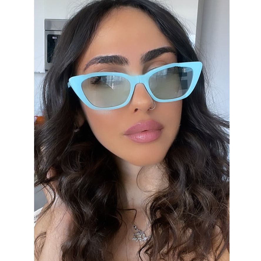 image of New Fendi Fe40089I Folding Mirror Blue Sunglasses, Women's