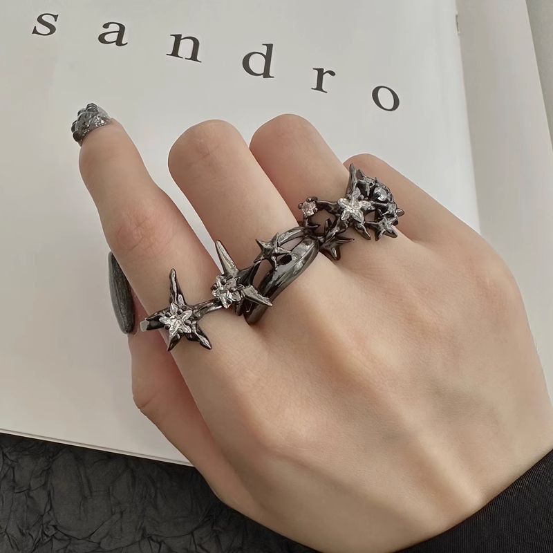 Jewelry Star Hip-hop Jewelry Rings Open Size Chrome Ring (Size 7-13) Size ONE SIZE - 3 Thumbnail