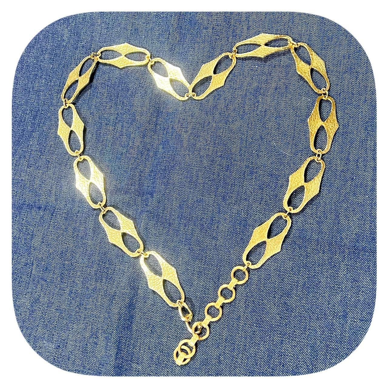 Vintage Golden Spiked Metal Chain Belt Naval Traditional Flash 40” Size 40 - 1 Thumbnail