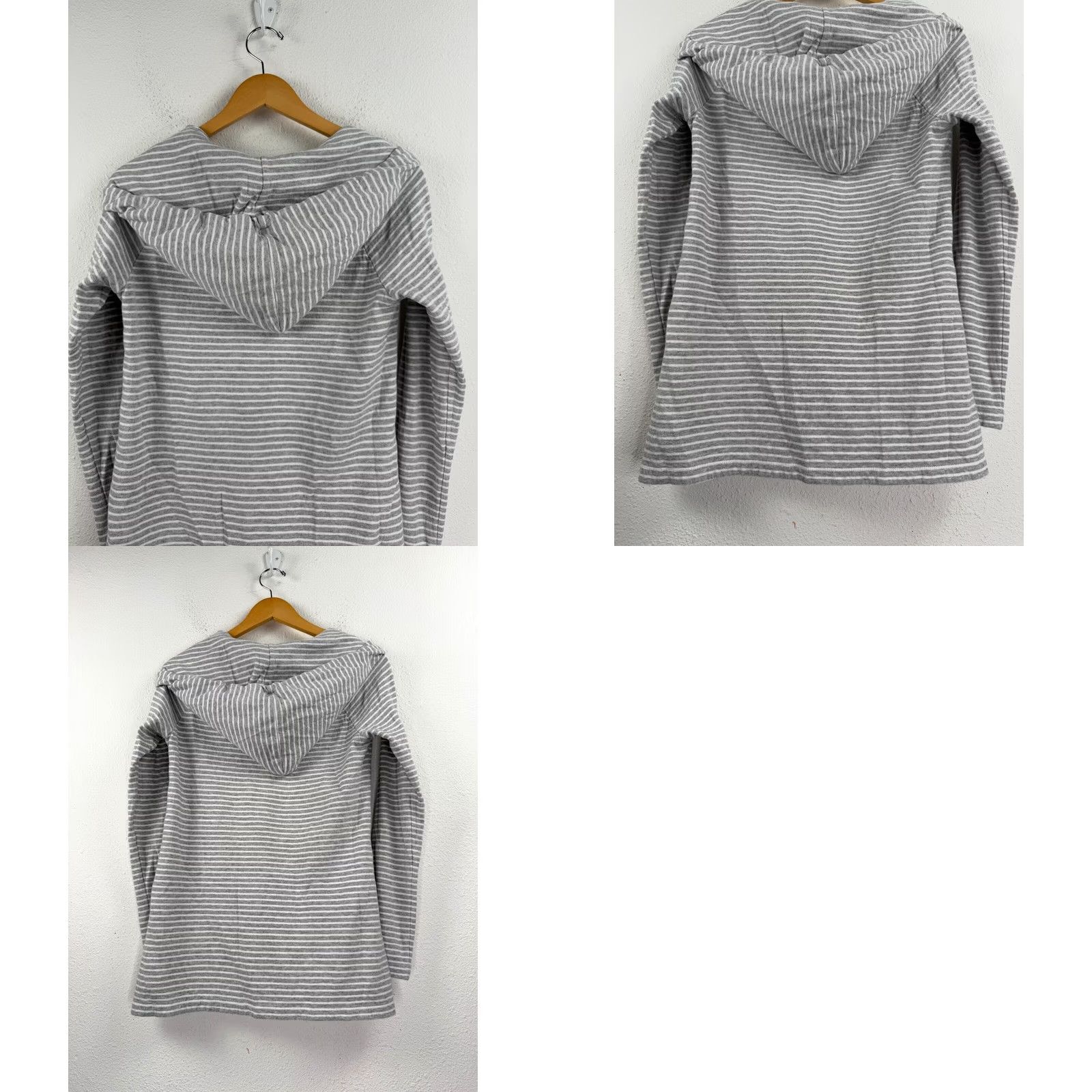 James Perse James Perse Standard Sweatshirt Hoodie Womens 3L Striped Pouch Pocket Pullover Knit Cotton Gray 3 26" Sleeve 25.5" Length Mens Womens Girls Boys Size XS / US 0-2 / IT 36-38 - 8 Thumbnail