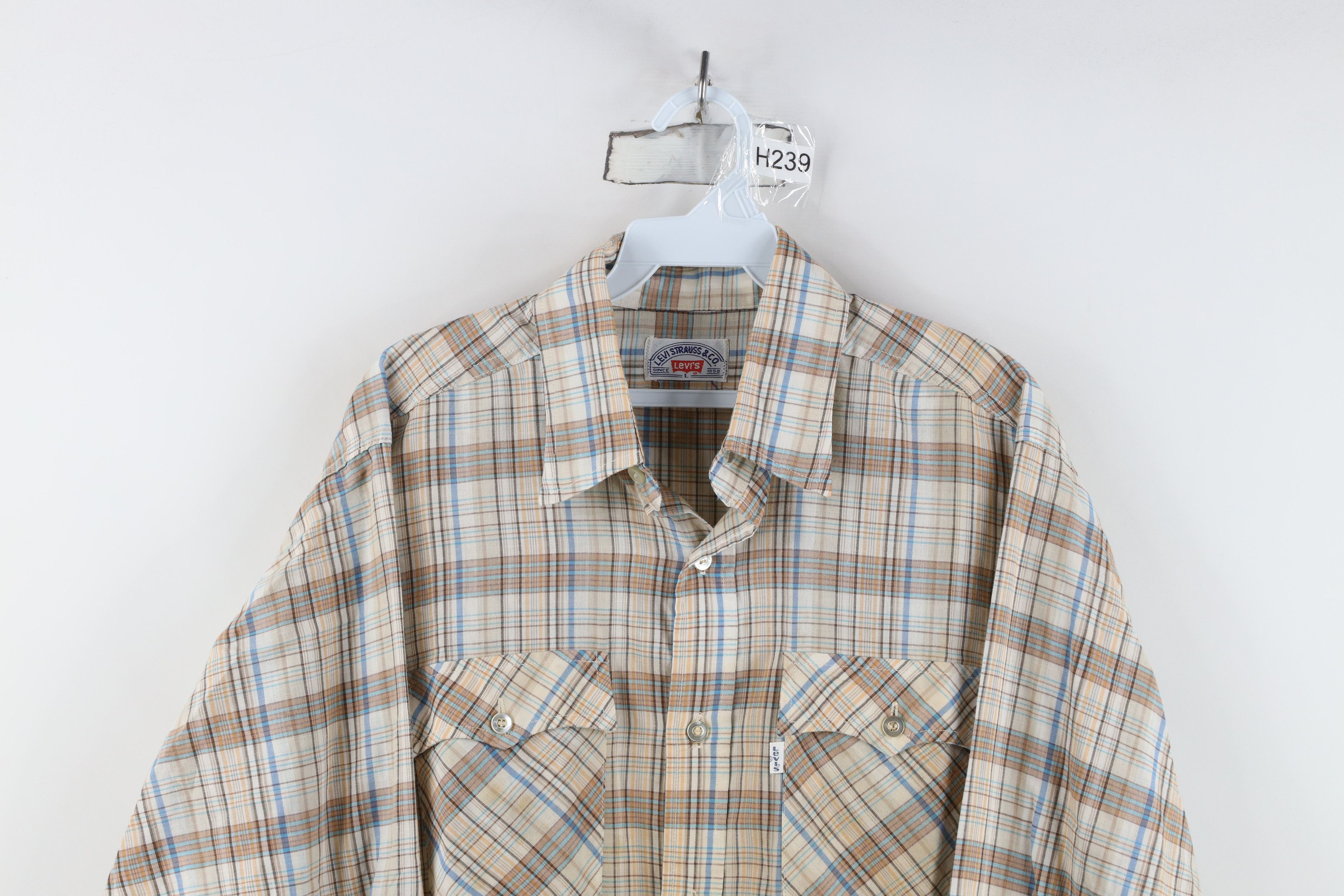 Levi's Vintage 70s Levis Western Cowboy Button Shirt Plaid USA Size US L / EU 52-54 / 3 - 2 Thumbnail