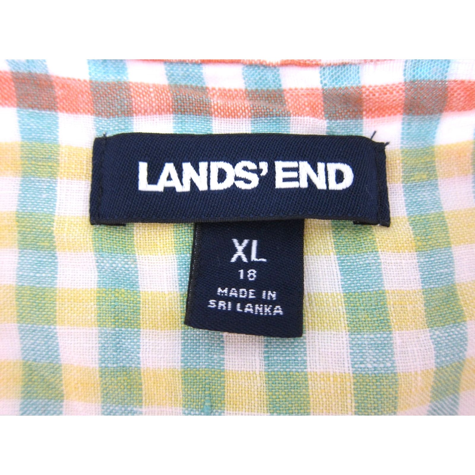 Lands' End Lands End 100% Linen Pink Green Yellow Plaid Pocket Button Long Sleeve Blouse XL Size XL / US 12-14 / IT 48-50 - 3 Thumbnail