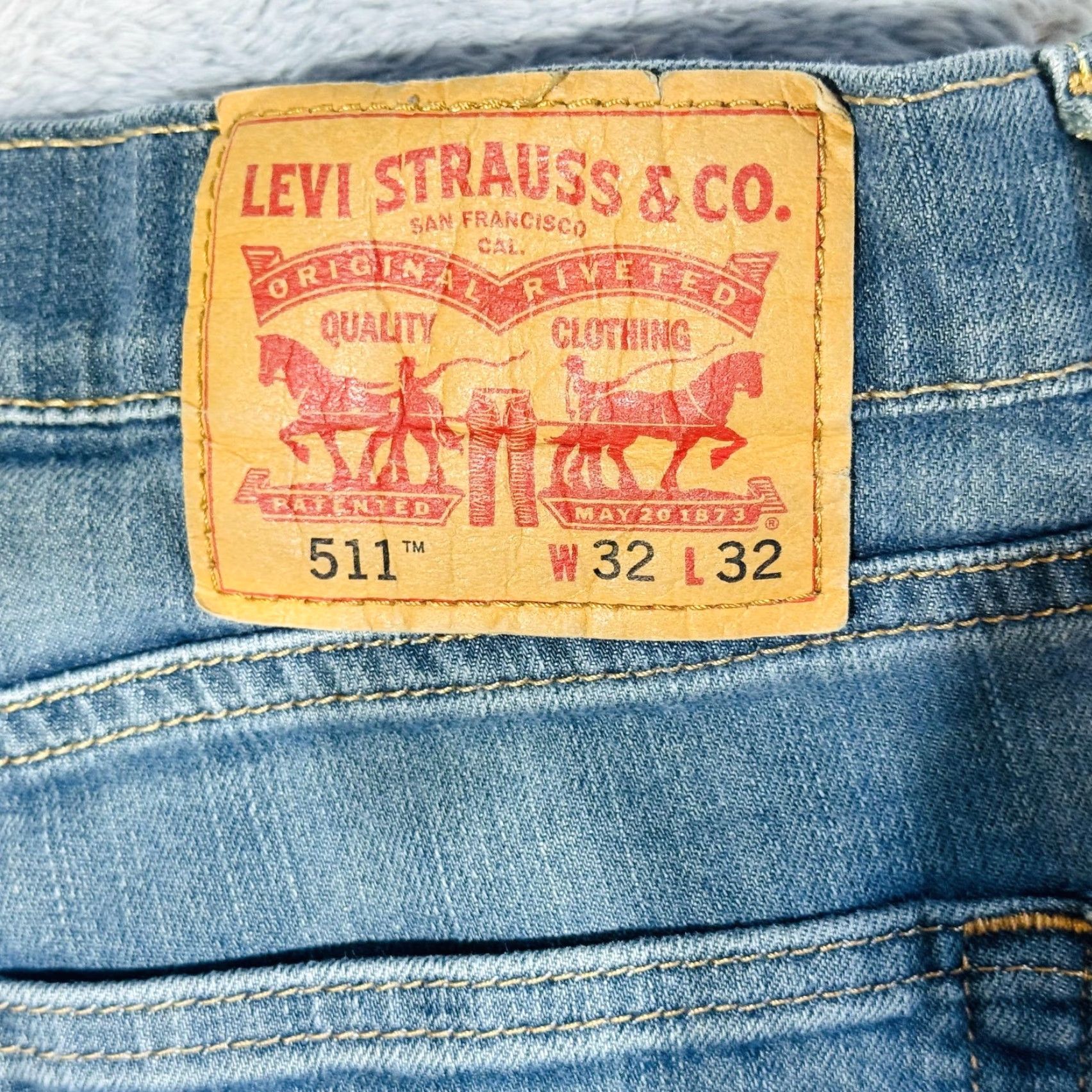 Levi's Levi's 511 Jeans Mens 32x32 Blue Light Wash Slim Tapered Denim Zip Fly Stretch Size US 32 / EU 48 - 5 Thumbnail
