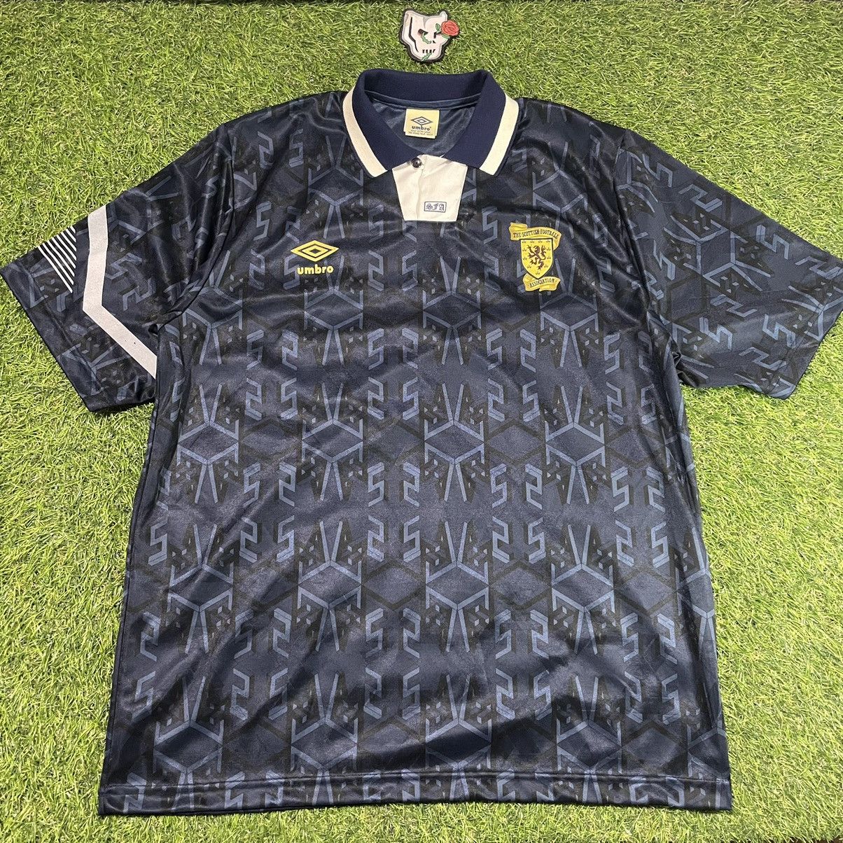 image of Soccer Jersey x Umbro Vintage Umbro 1992 Scotland Home Jersey in Blue, Men's (Size XL)