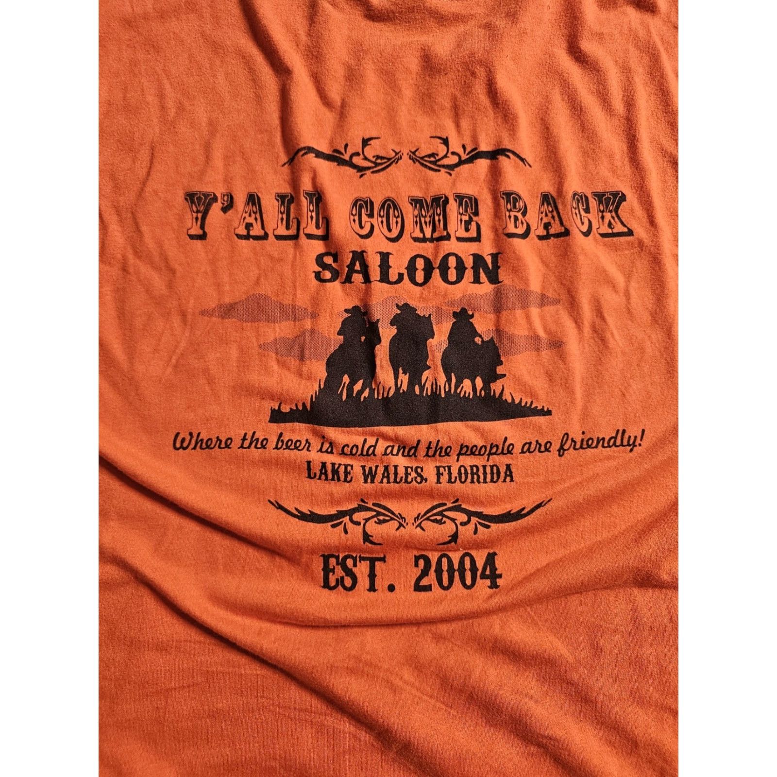 Next Level Next Level T-Shirt Mens Ya'll Come Back Saloon Lake Wales FL Orange L Biker Western City Horse Beer Graphic Print Shirts Size US L / EU 52-54 / 3 - 3 Thumbnail