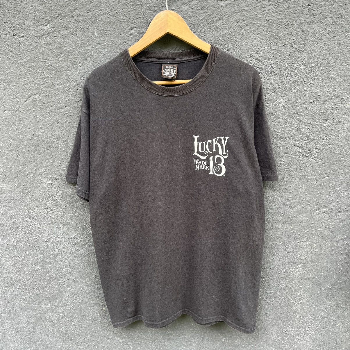 Vintage Thrashed Faded Vintage Naked Girl Lucky 13 Streetwear Tee Size US L / EU 52-54 / 3 - 3 Thumbnail