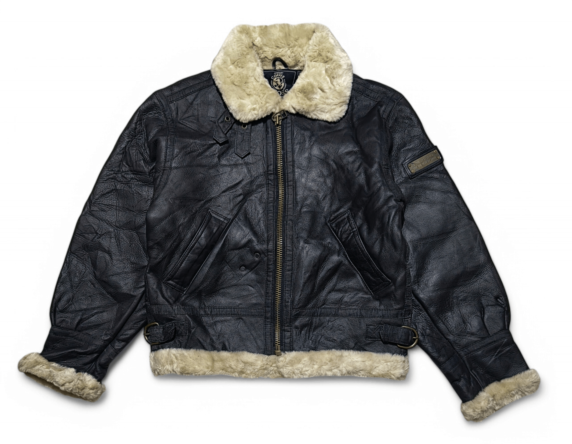 Japanese Brand Vintage Suntory Boss Coffee Shearling Leather Jacket Size US S / EU 44-46 / 1 - 3 Thumbnail