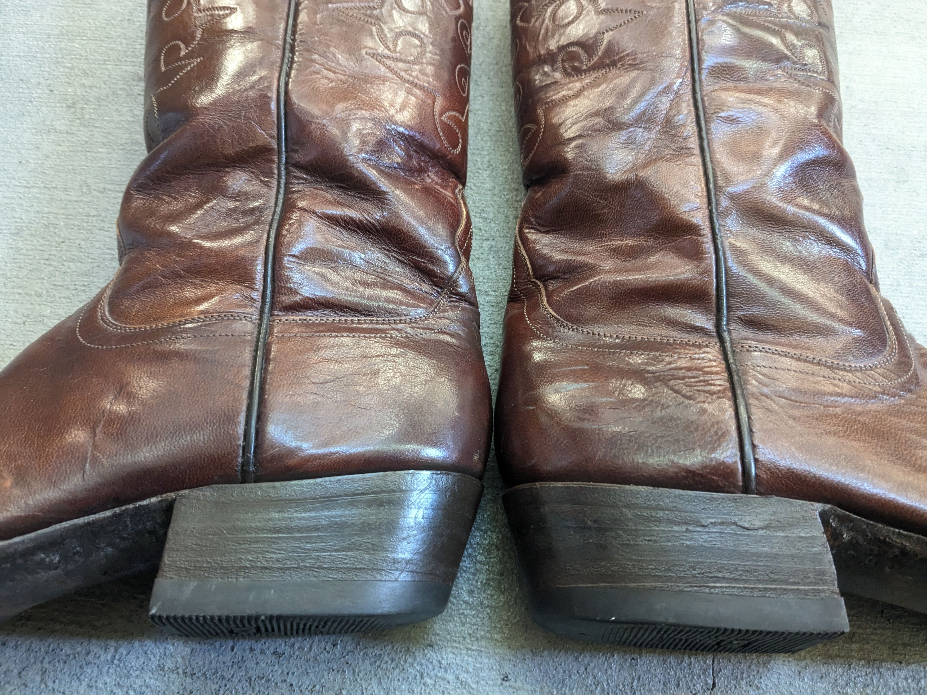 Genuine Leather Tom Taylor Cowboy Boots 9.5 Brown Leather USA Botas Size US 9.5 / EU 42-43 - 9 Thumbnail