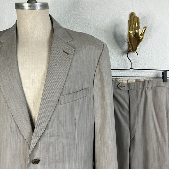 Barneys New York × Brioni Brioni Striped Barneys New York Virgin Wool 2 Pc 2 Button Su Size 46L - 3 Thumbnail